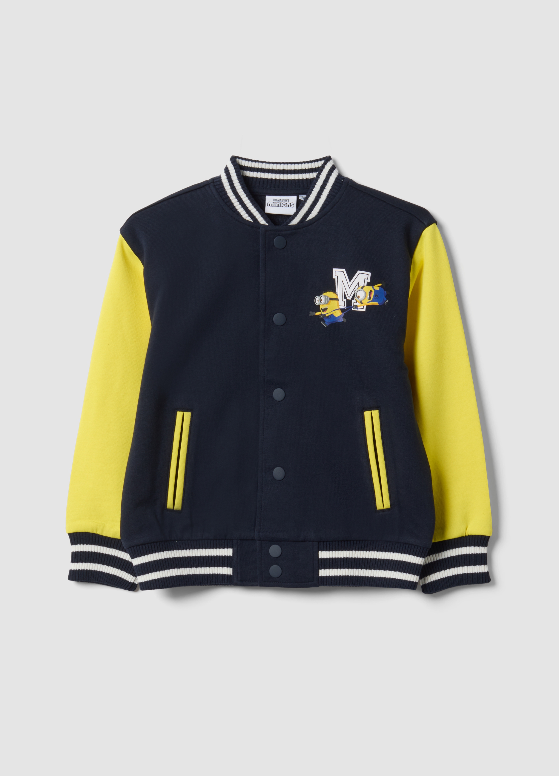 OVS KIDS, Felpa College Blu Girocollo In Misto Cotone Con Stampa Minions Per Bambino, Blu, Taglia: 4-5