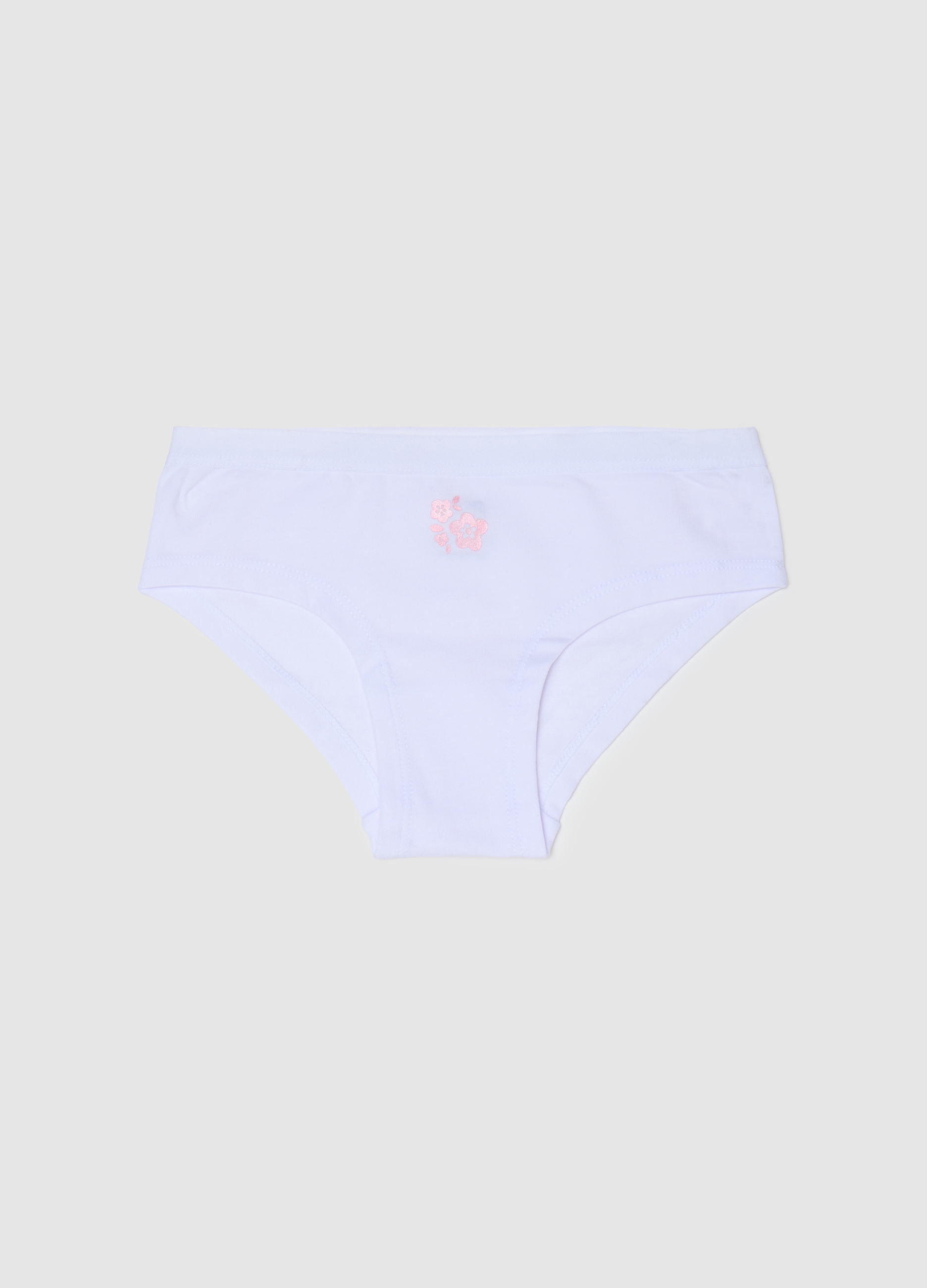 OVS KIDS, Slip Da Bambina In Cotone Bianco Con Ricamo, Bianco, Taglia: 5-6