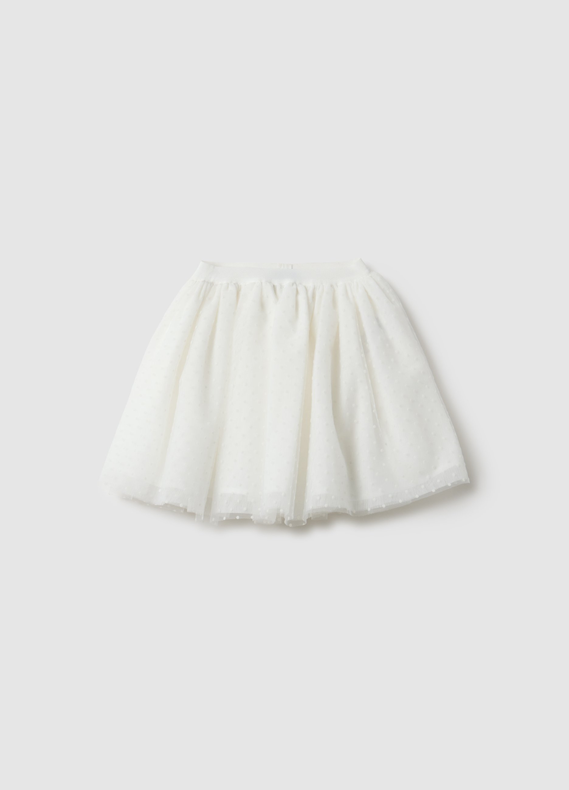 OVS KIDS, Falda Blanca De Malla Con Texturas De Lunares Para Niñas, Niña, Blanco suave, Talla: 7-8