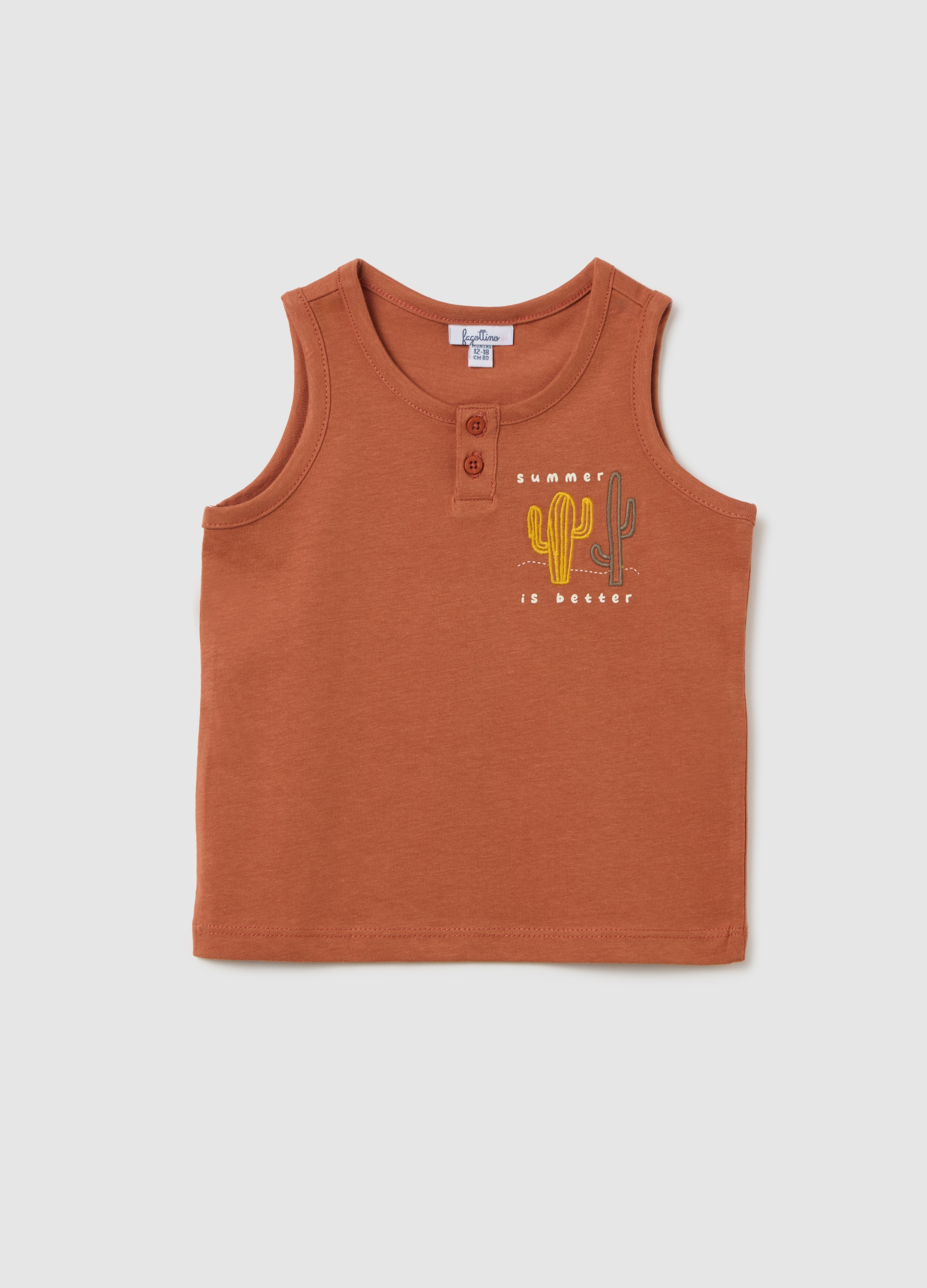 FAGOTTINO, Maglietta Smanicata Da Neonato In Cotone Marrone Regular Fit, Bambino, Marrone, Taglia: 12-18