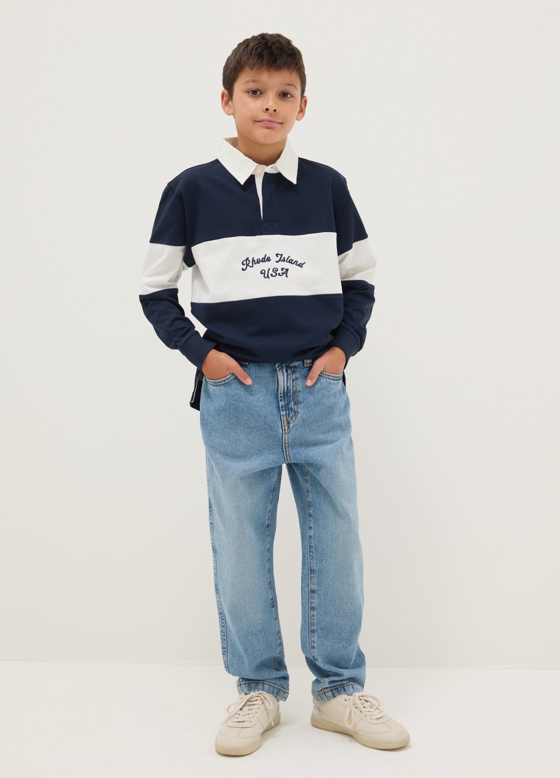 REPUBLIC OF DENIM, Jeans In Puro Cotone Azzurri Da Ragazzo Regular Fit, Bambino, Denim, Taglia: 10-11