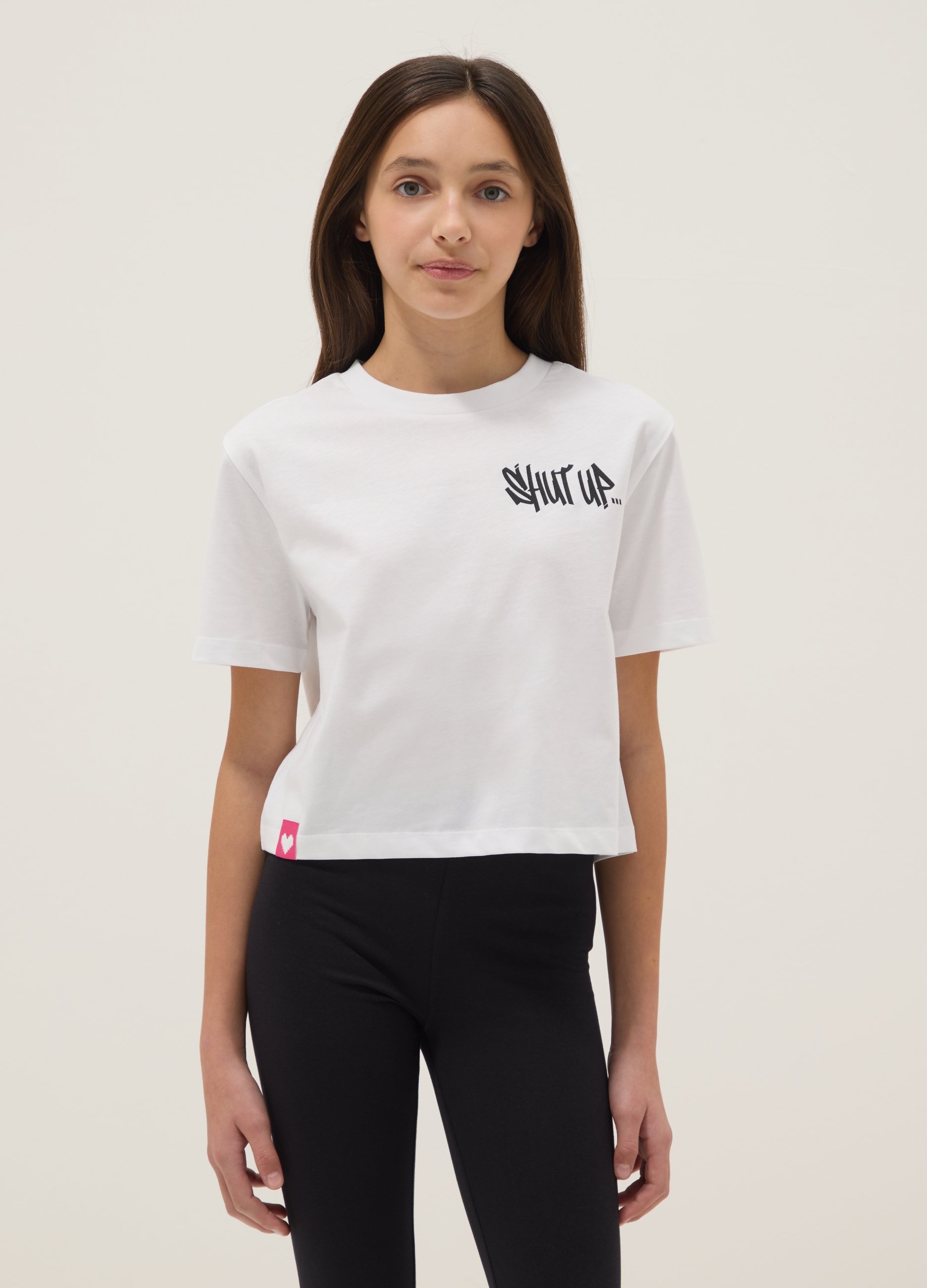 OVS KIDS, Camiseta Blanca De Manga Corta De Algodón Puro, Niña, Blanco, Talla: 10-11