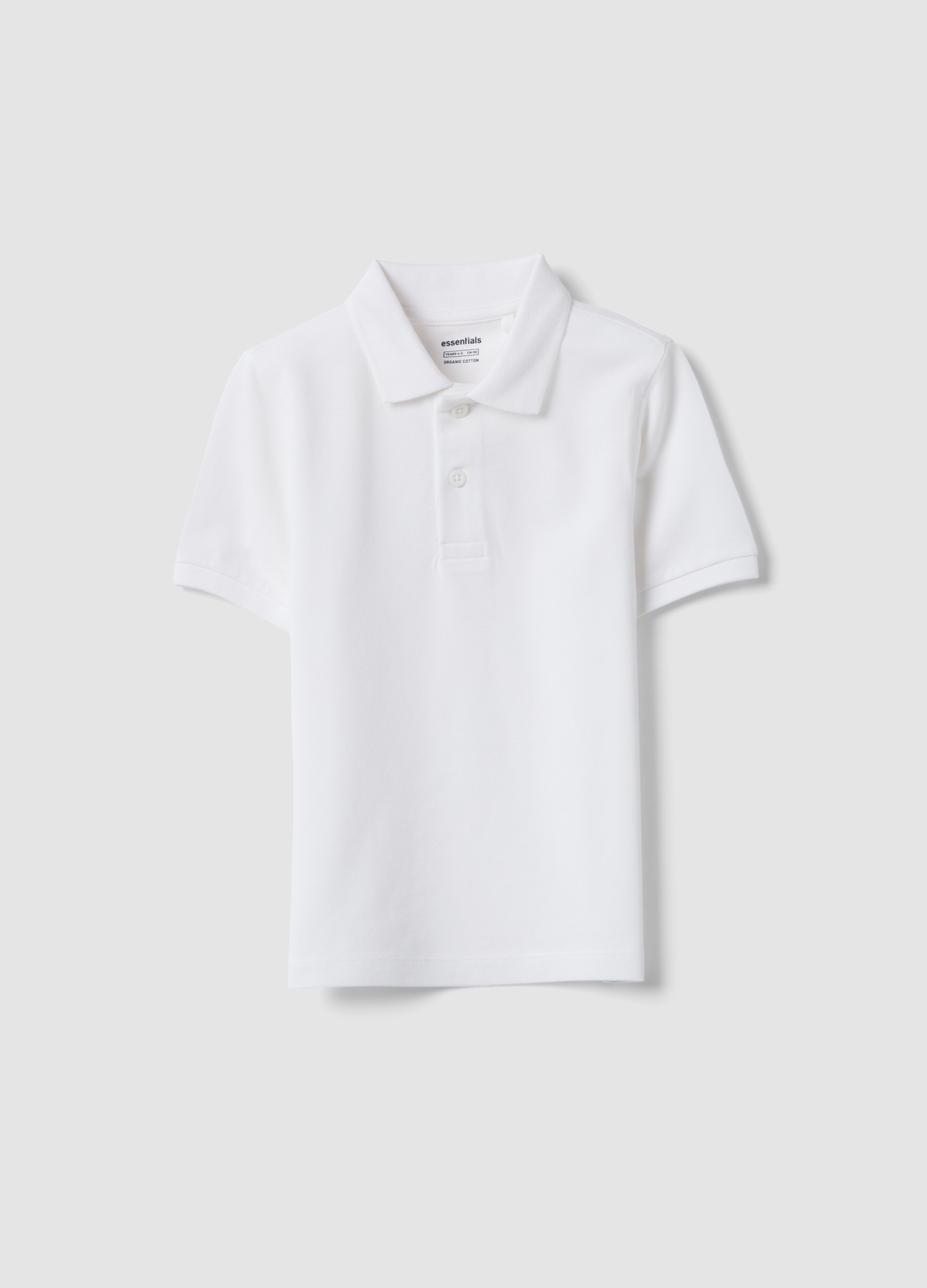 OVS KIDS, Polo Blanco De Algodón Orgánico Para Niño, Corte Regular, Niño, Blanco óptico, Talla: 8-9