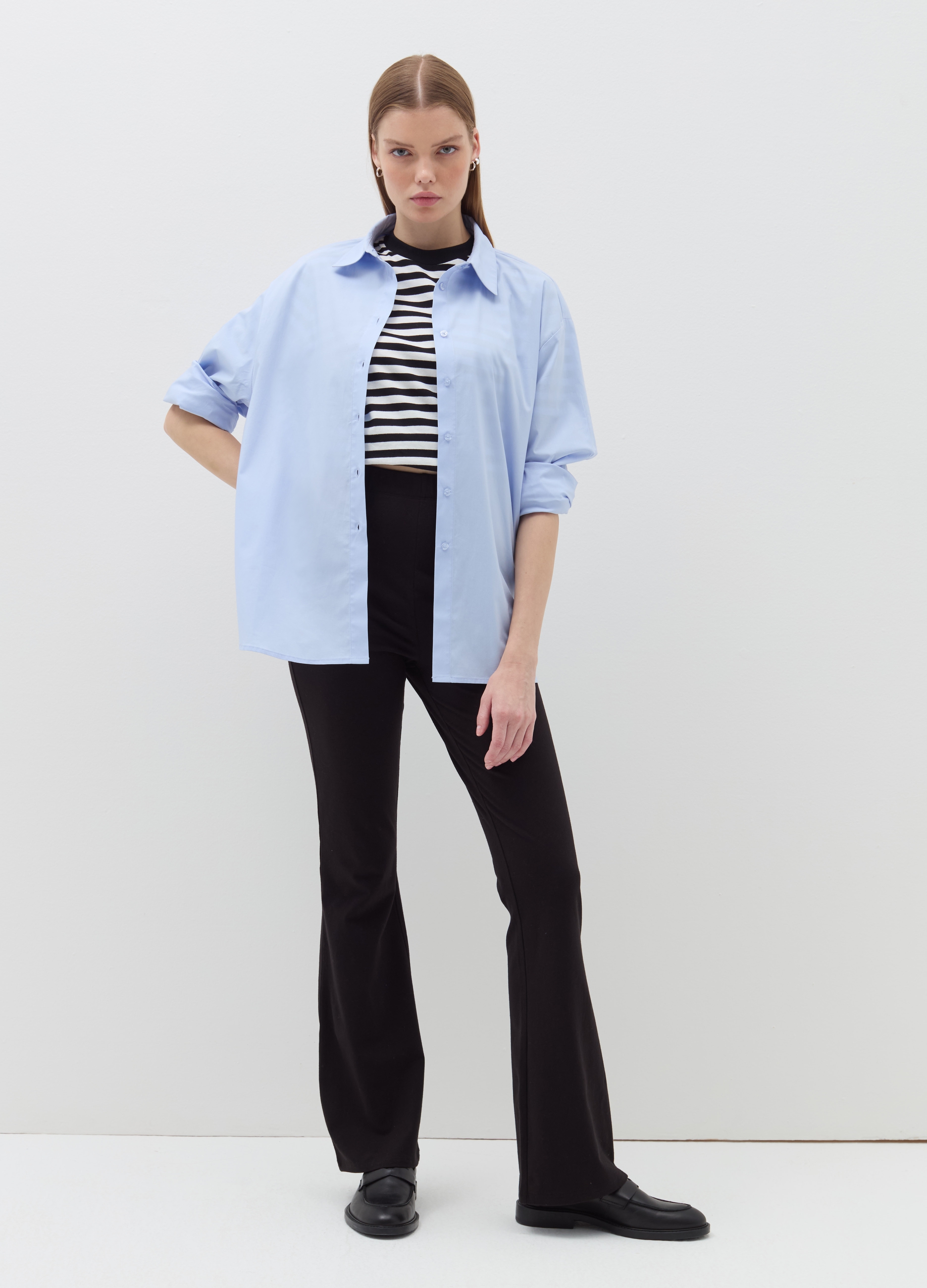 B.ANGEL, Leggings Flare Fit In Cotone Stretch, Donna, Nero, Taglia: M