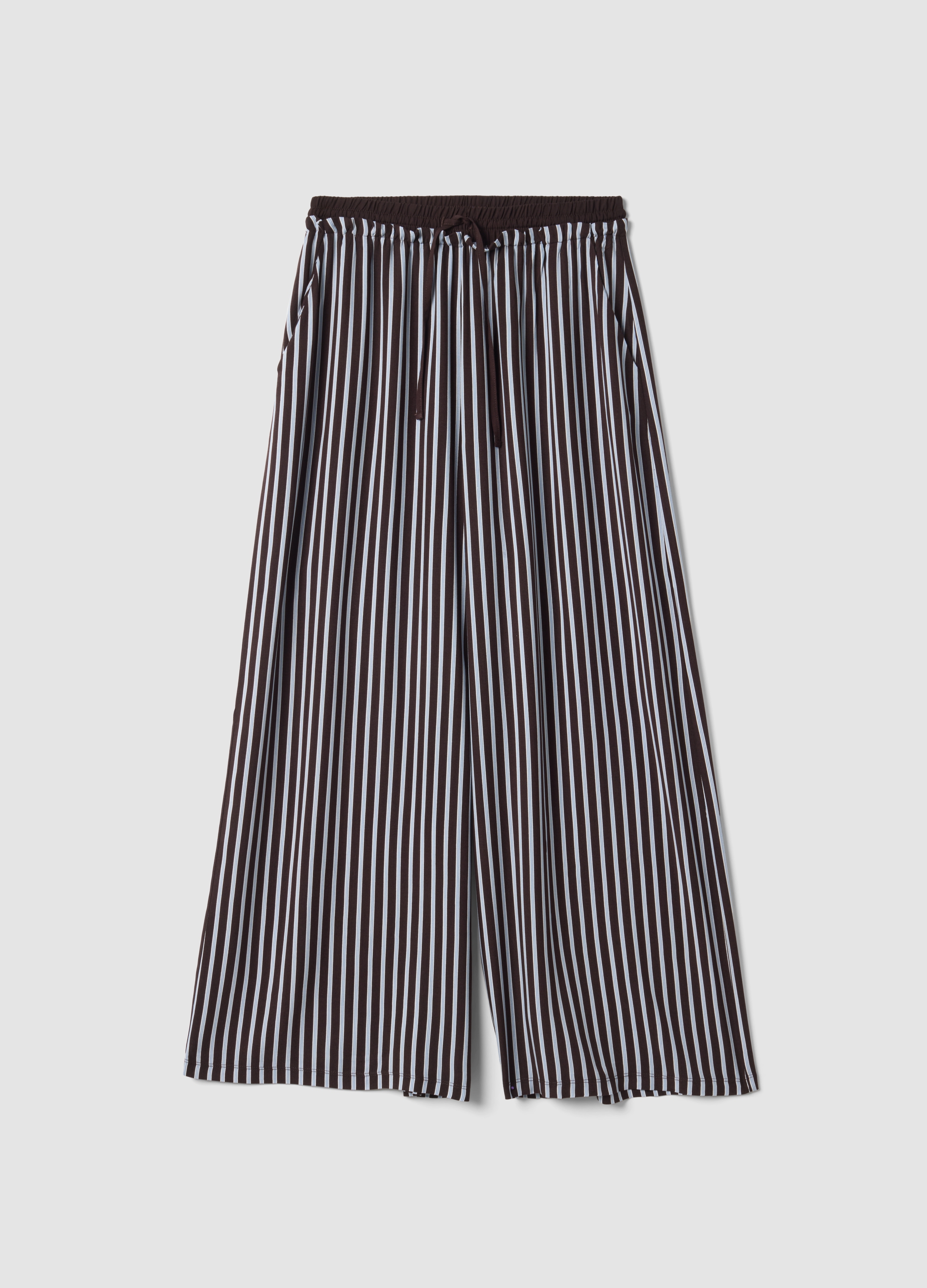 OVS, Pantaloni Pigiama Marroni In Pura Viscosa A Righe, Donna, Marrone, Taglia: XS