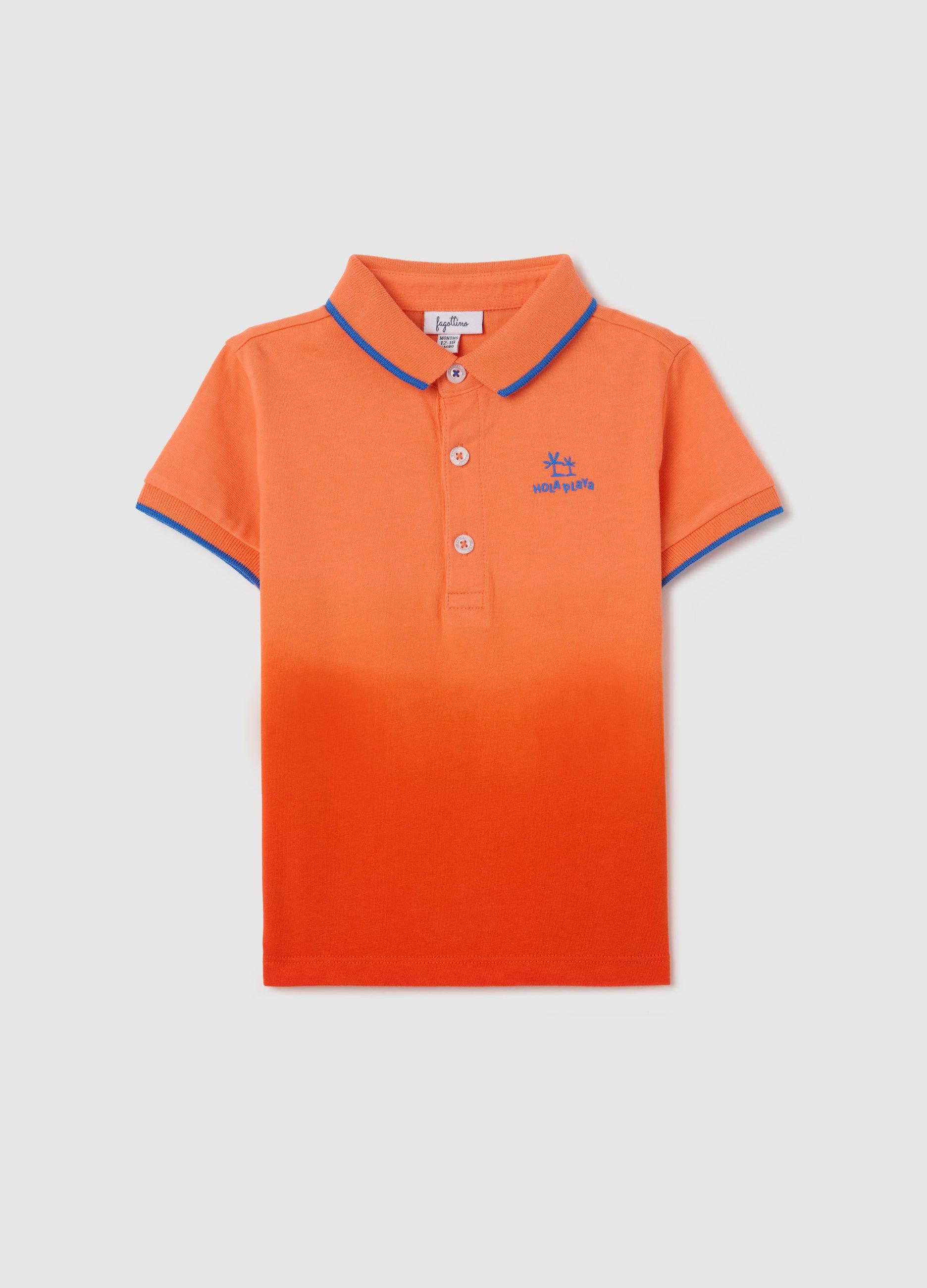 FAGOTTINO, Polo Arancione In Cotone Con Stampa hola Playa, Bambino, Arancione, Taglia: 12-18