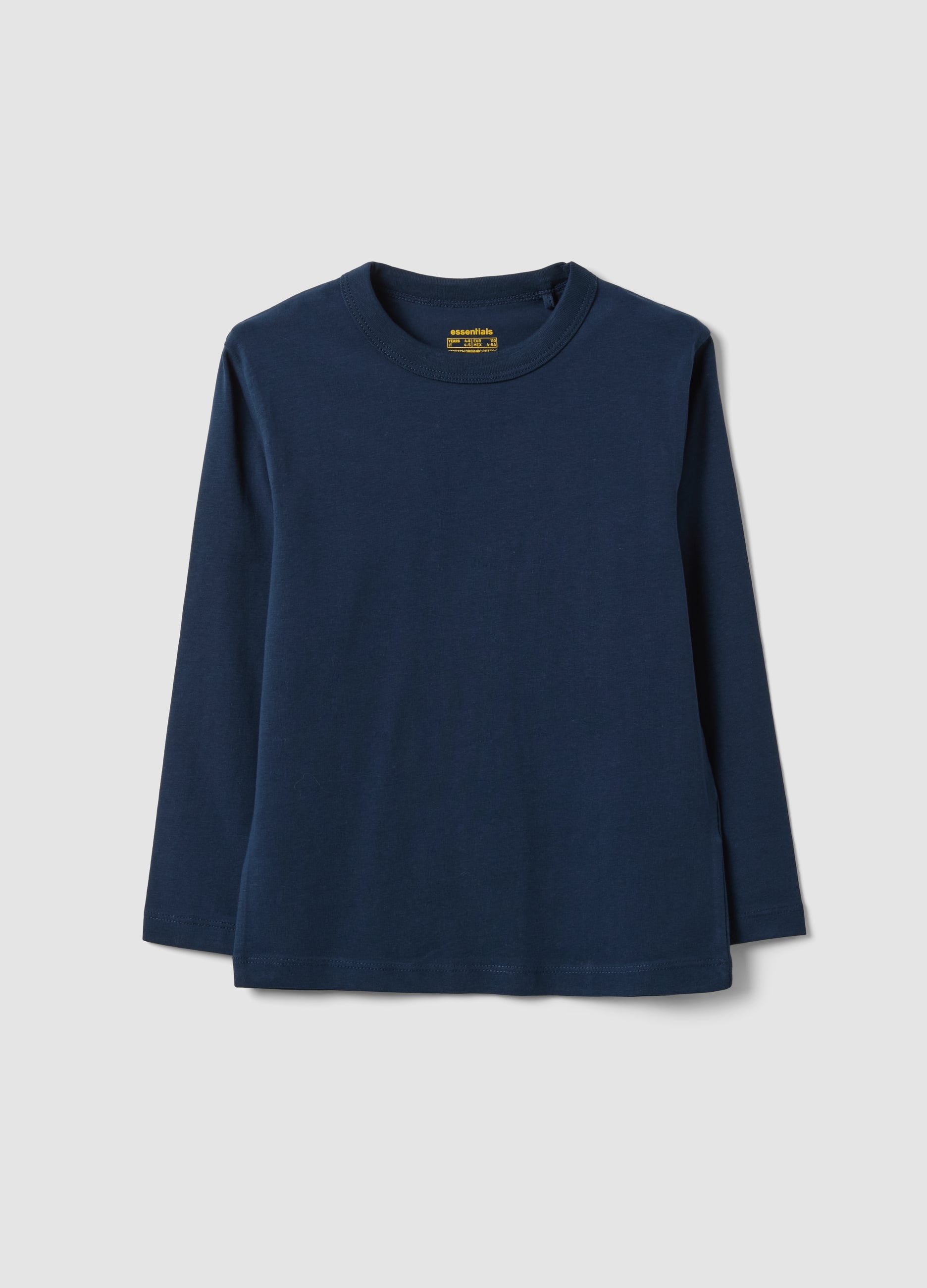 OVS KIDS, T-shirt Blu A Maniche Lunghe In Cotone Organico, Bambino, Blu, Taglia: 6-7