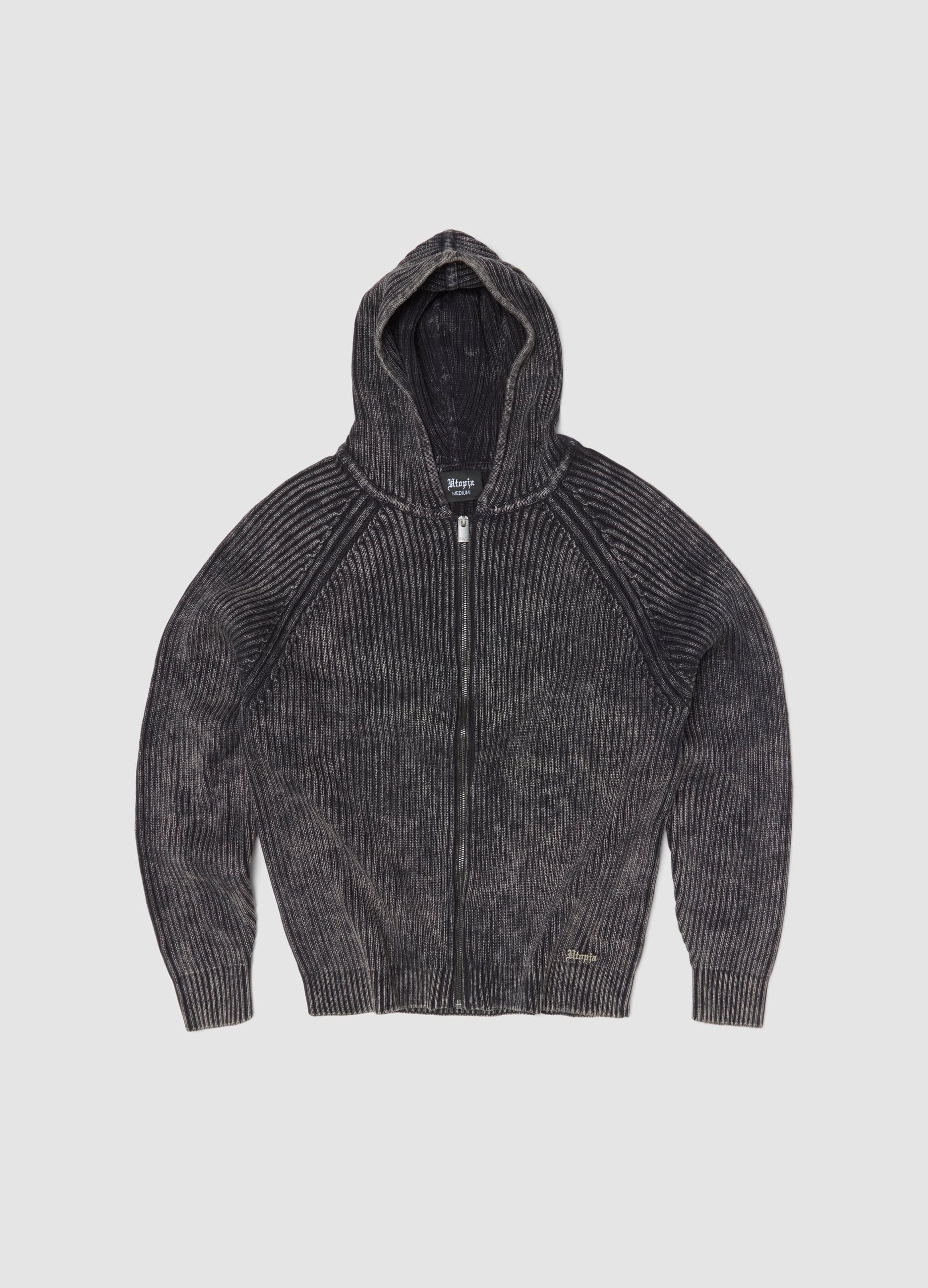 UTOPJA, Knit Ribbed Hoodie Vintage Grey, Uomo, Grigio, Taglia: XL