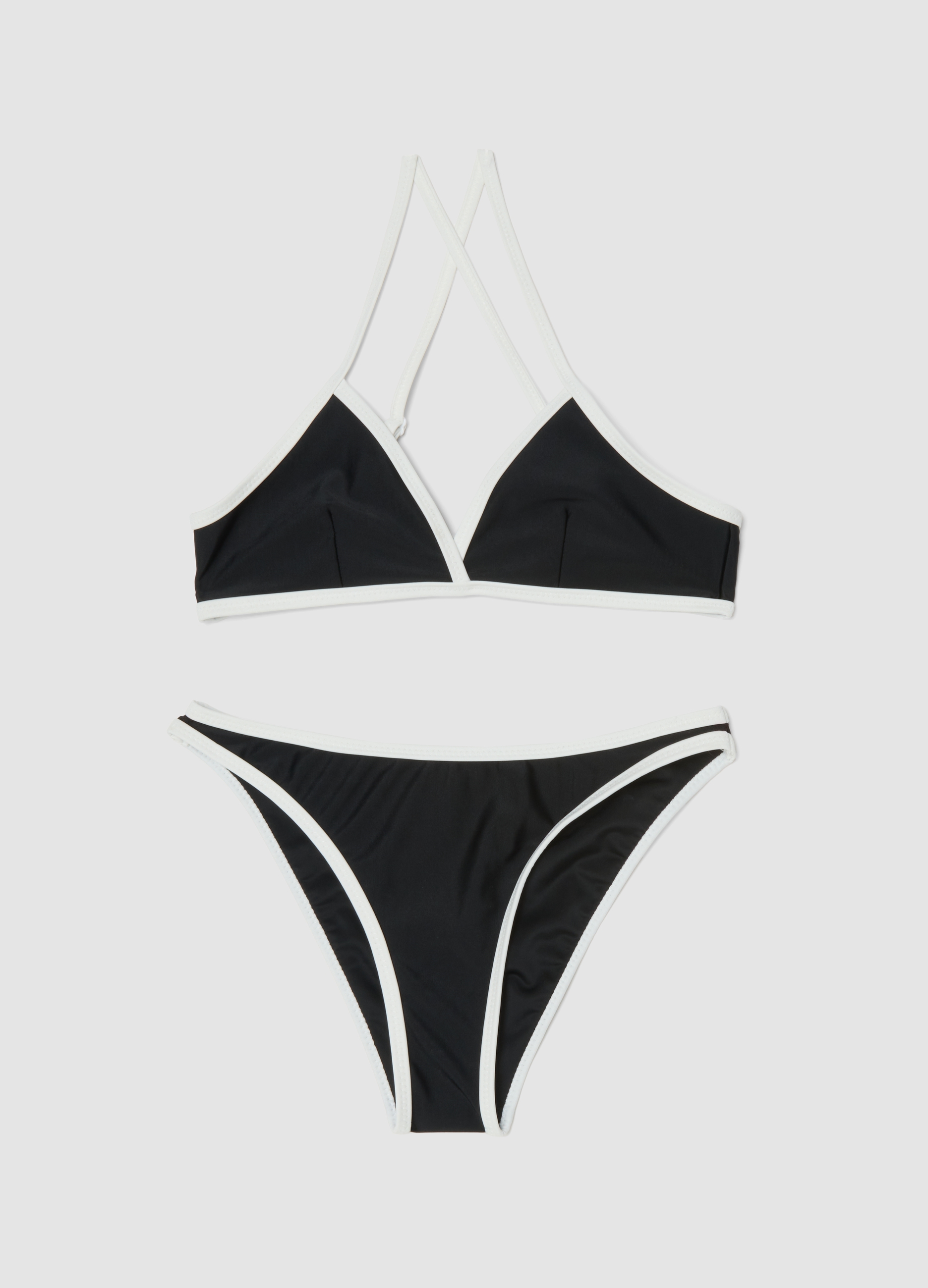 Ovs Kids Mädchen Nero Schwarzer Stretch-Bikini Mit Kontrastpaspeln, Größe: 12-13