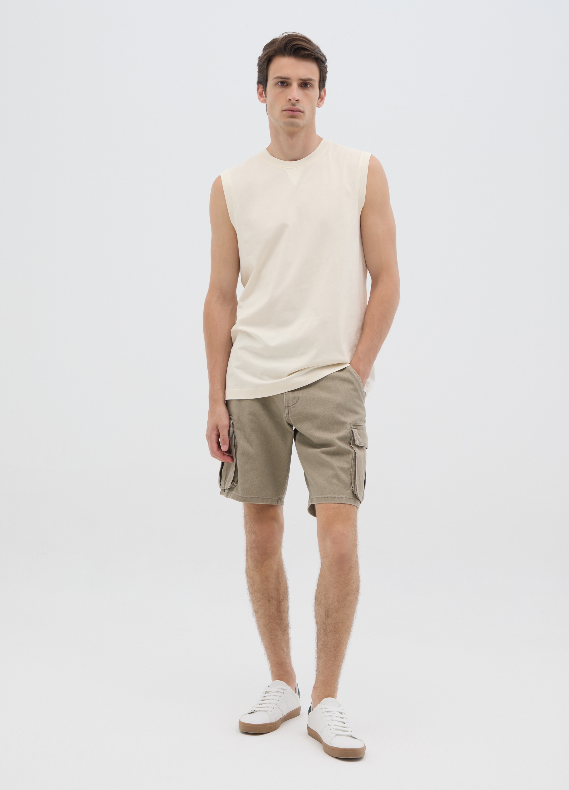 OVS, Herren Bermuda Aus Reiner Baumwolle In Beige Regular Fit, Mann, Hellbeige, Größe: 46