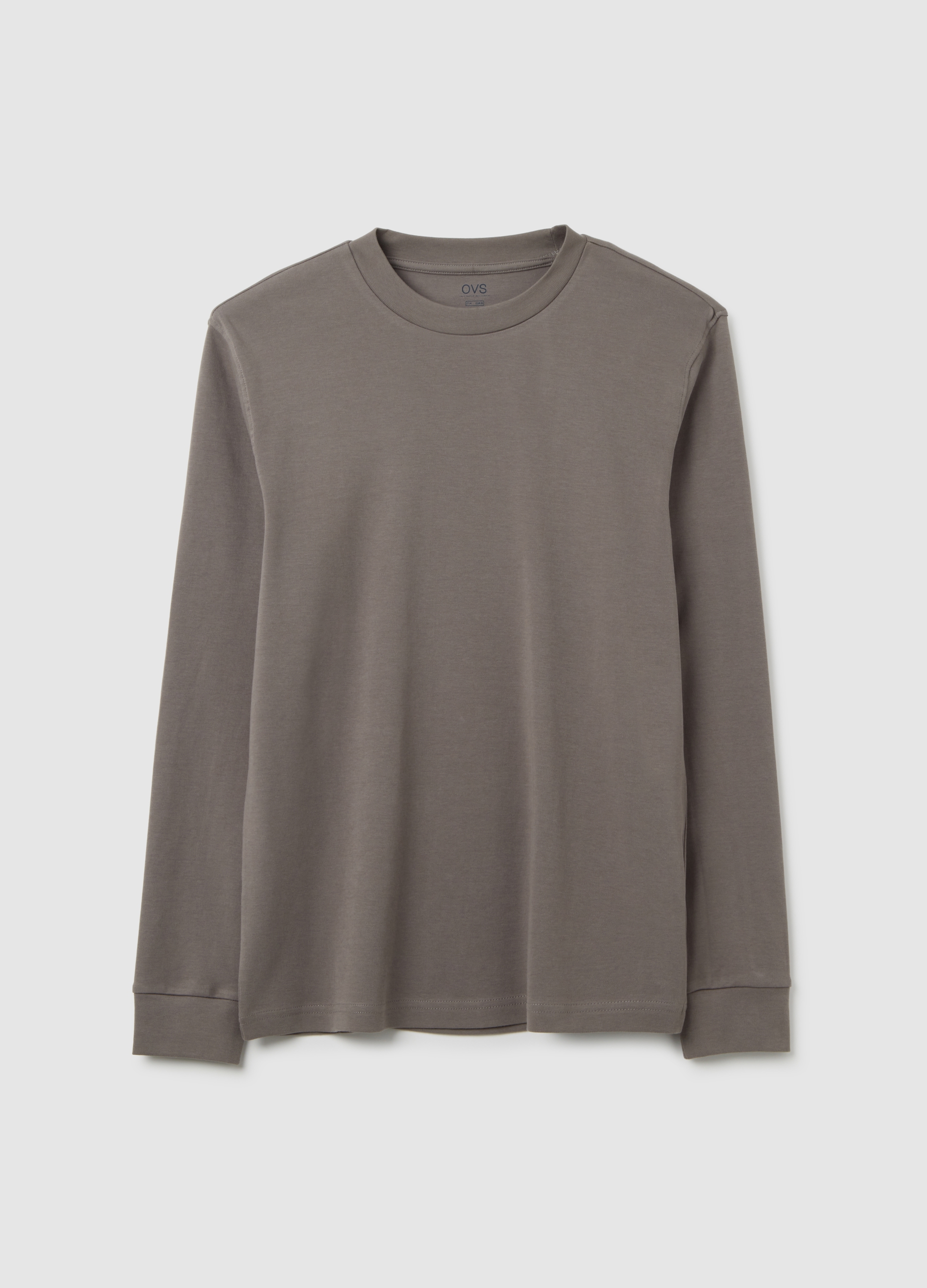 Maglia A Maniche Lunghe Da Ragazzo In Puro Cotone Grigia, Hombre, Gris oscuro, Talla: XL