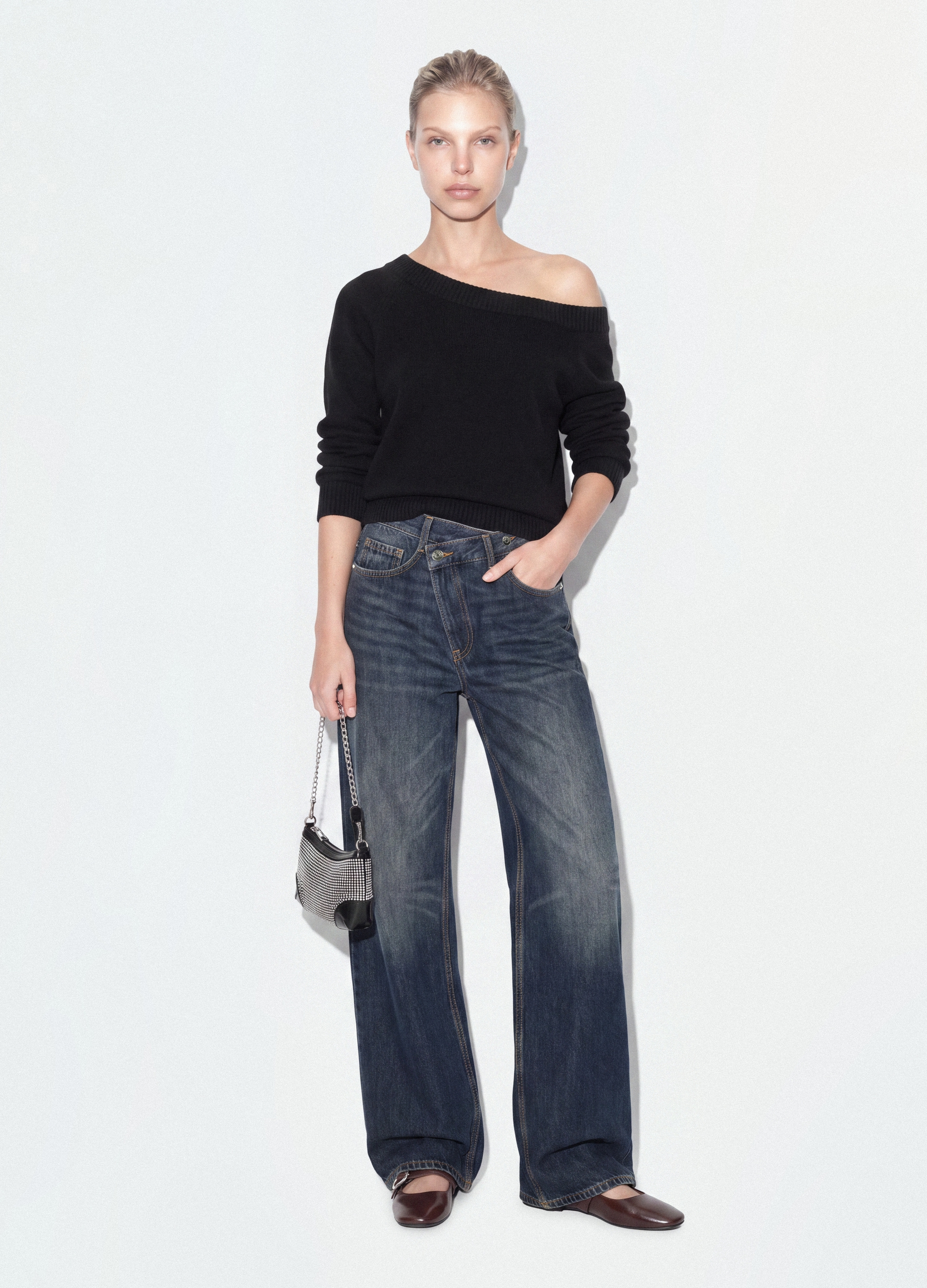 B.ANGEL, Maglia Fitted Nera In Misto Viscosa Con Scollo A Barchetta, Donna, Nero, Taglia: L