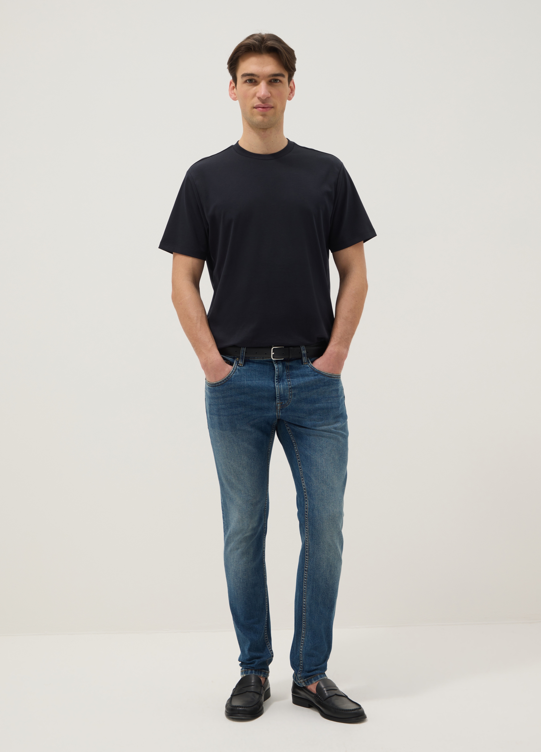 Jeans Azul Skinny Fit De Algodón Elástico, Hombre, Azul oscuro, Talla: 48