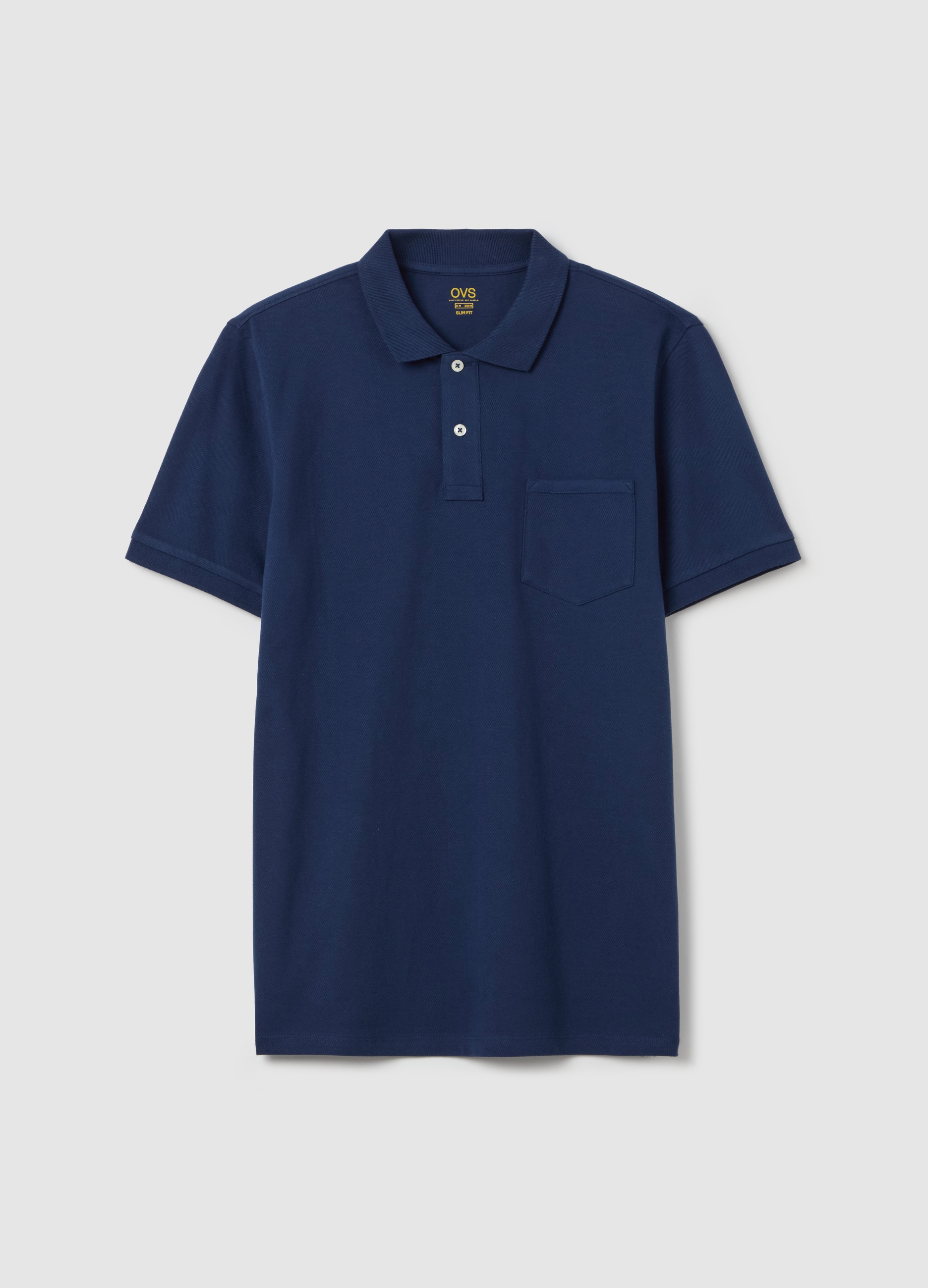 OVS , Polo In Cotone Stretch Con Tasca, Uomo, Blu, Taglia: M