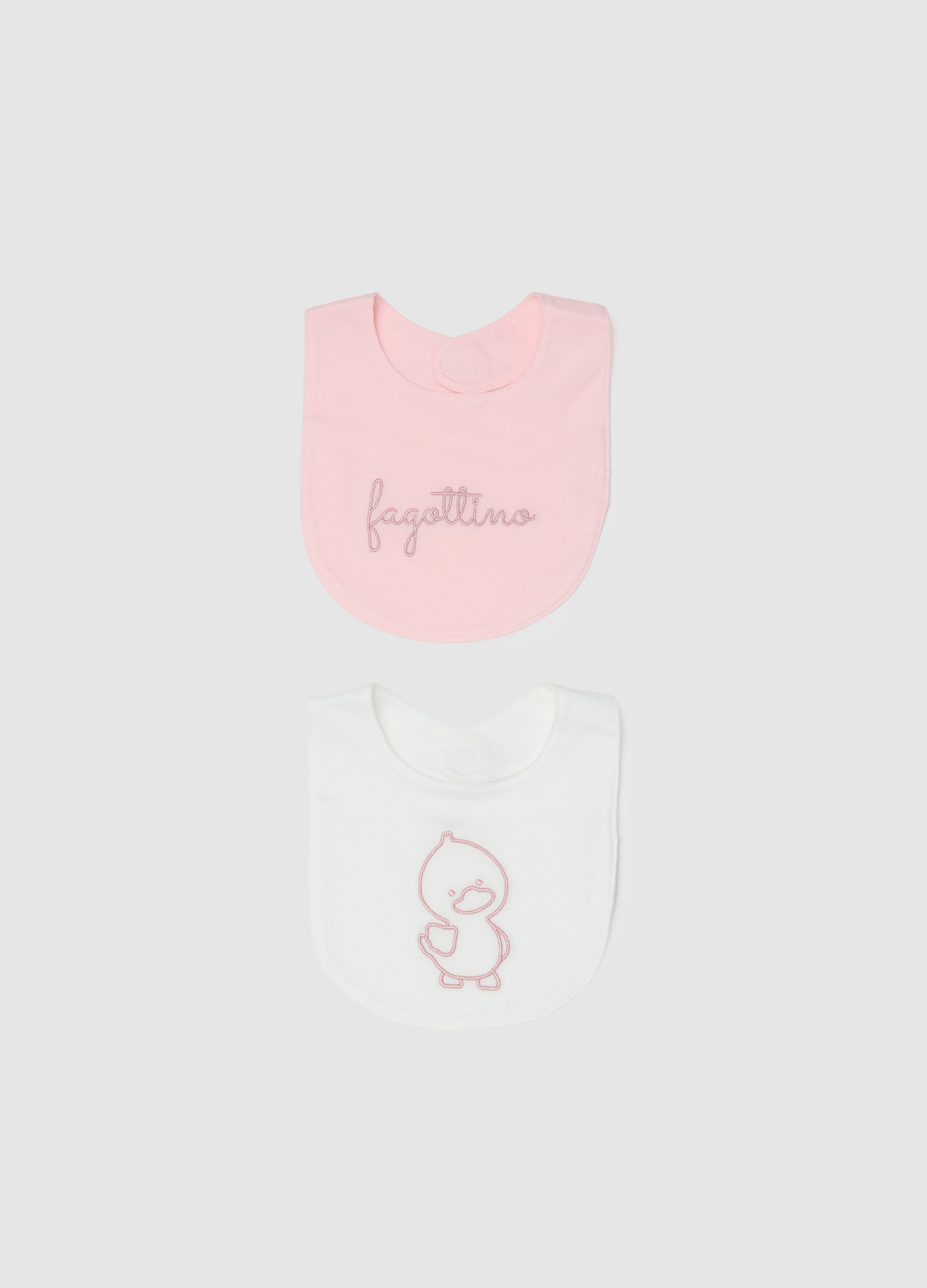 OVS, Baby-lätzchen-doppelpack Aus Farbigem Baumwollstoff Mit Stickerei, Unisex, Pink/White, Größe: T.U.