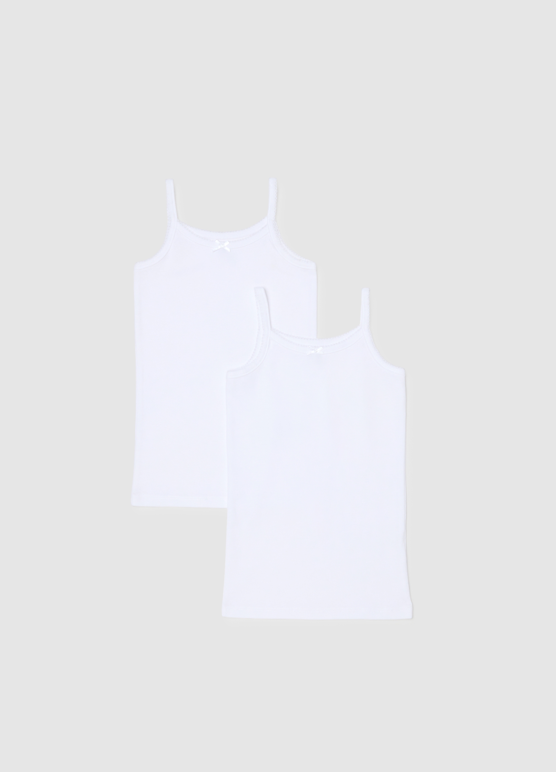 OVS KIDS, Bipack Canottiere Bianche Da Bambina In Puro Cotone Regular Fit, Unisex, Bianco, Taglia: 9-10