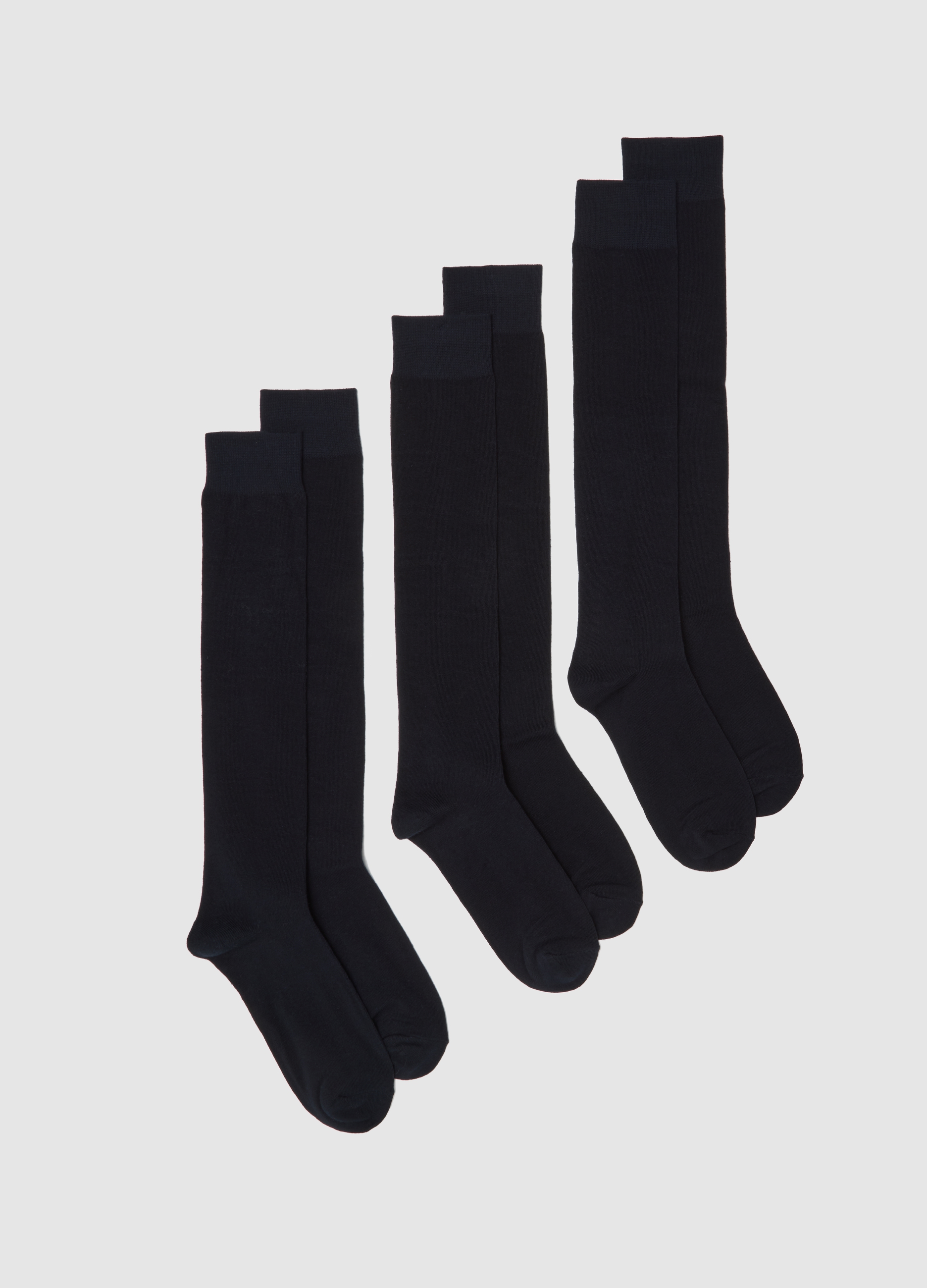 Pack De Tres Calcetines Largos De Algodón Azul Elástico, Hombre, Azul marino, Talla: 38/42