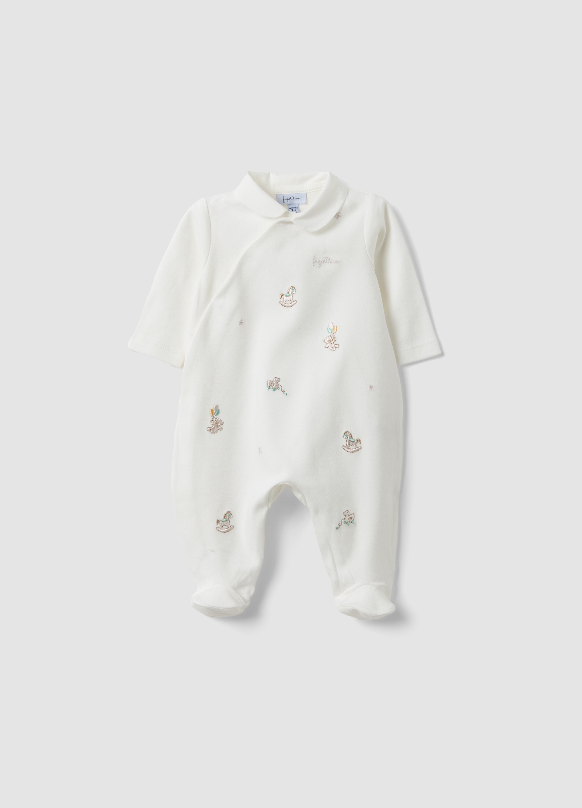 FAGOTTINO, Tutina Bianca Con Piedini In Puro Cotone Organico, Neonato, Bianco, Taglia: 1-3