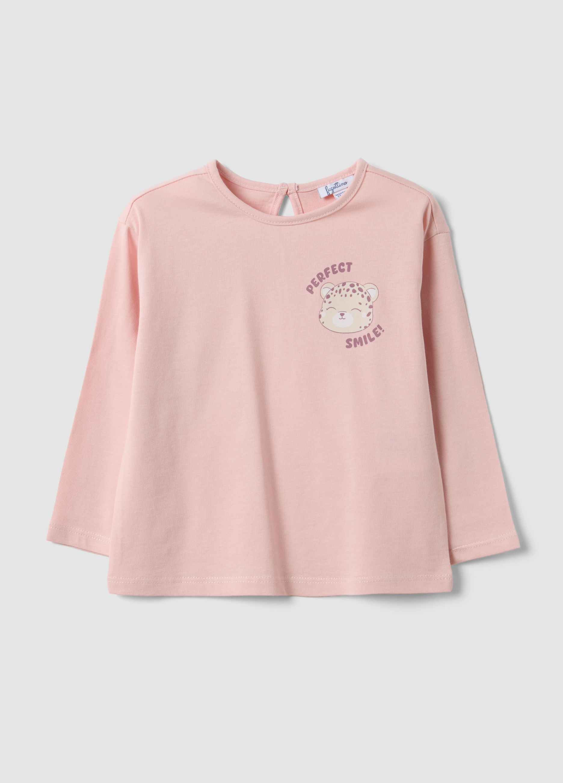 FAGOTTINO, T-shirt Rosa In Cotone Organico Con Stampa Leopardo Per Bimba, Bambina, Rosa, Taglia: 9-12