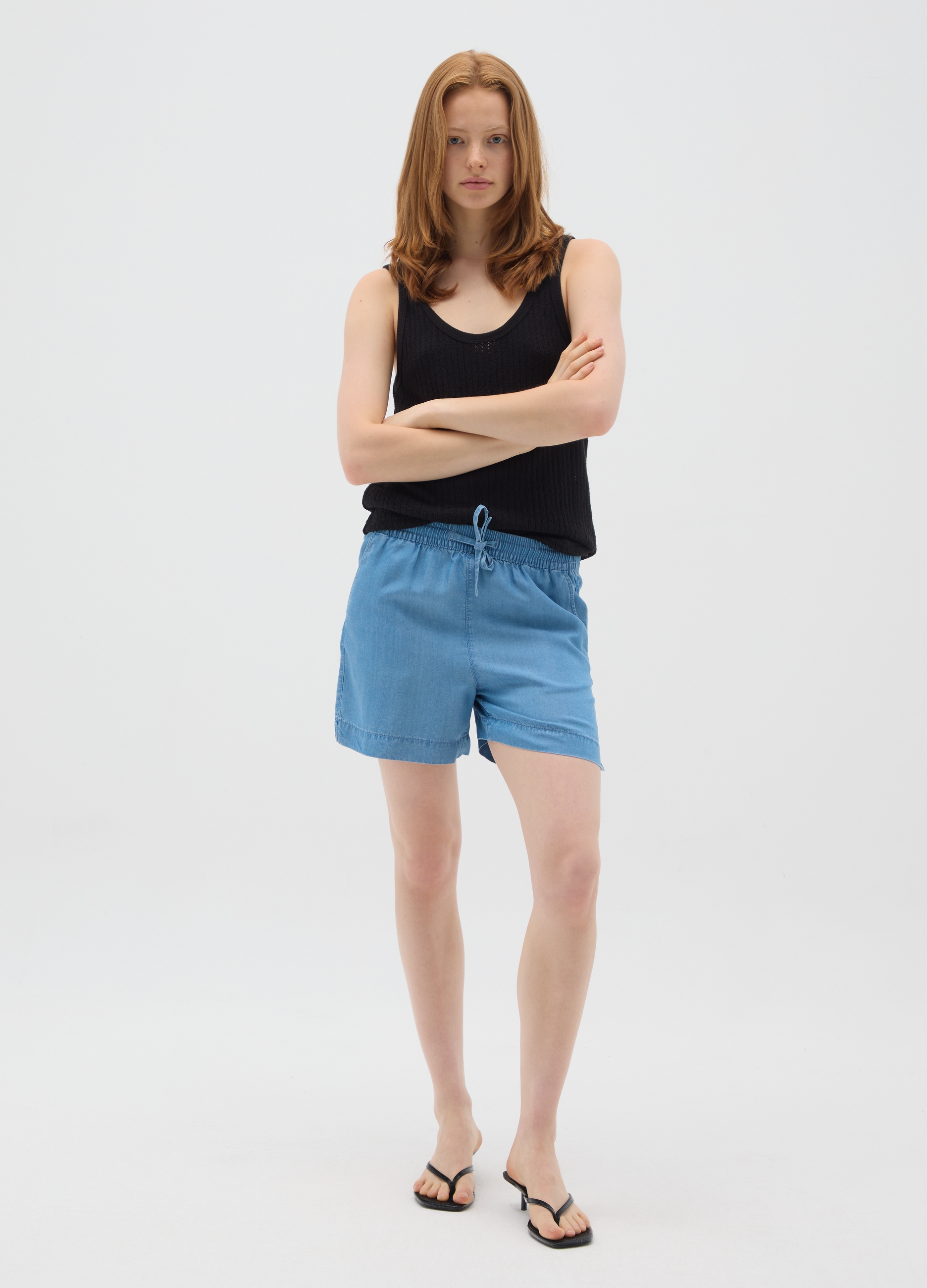 OVS , Shorts Da Donna In Lyocell Azzurri Regular Fit, Azzurro, Taglia: XS