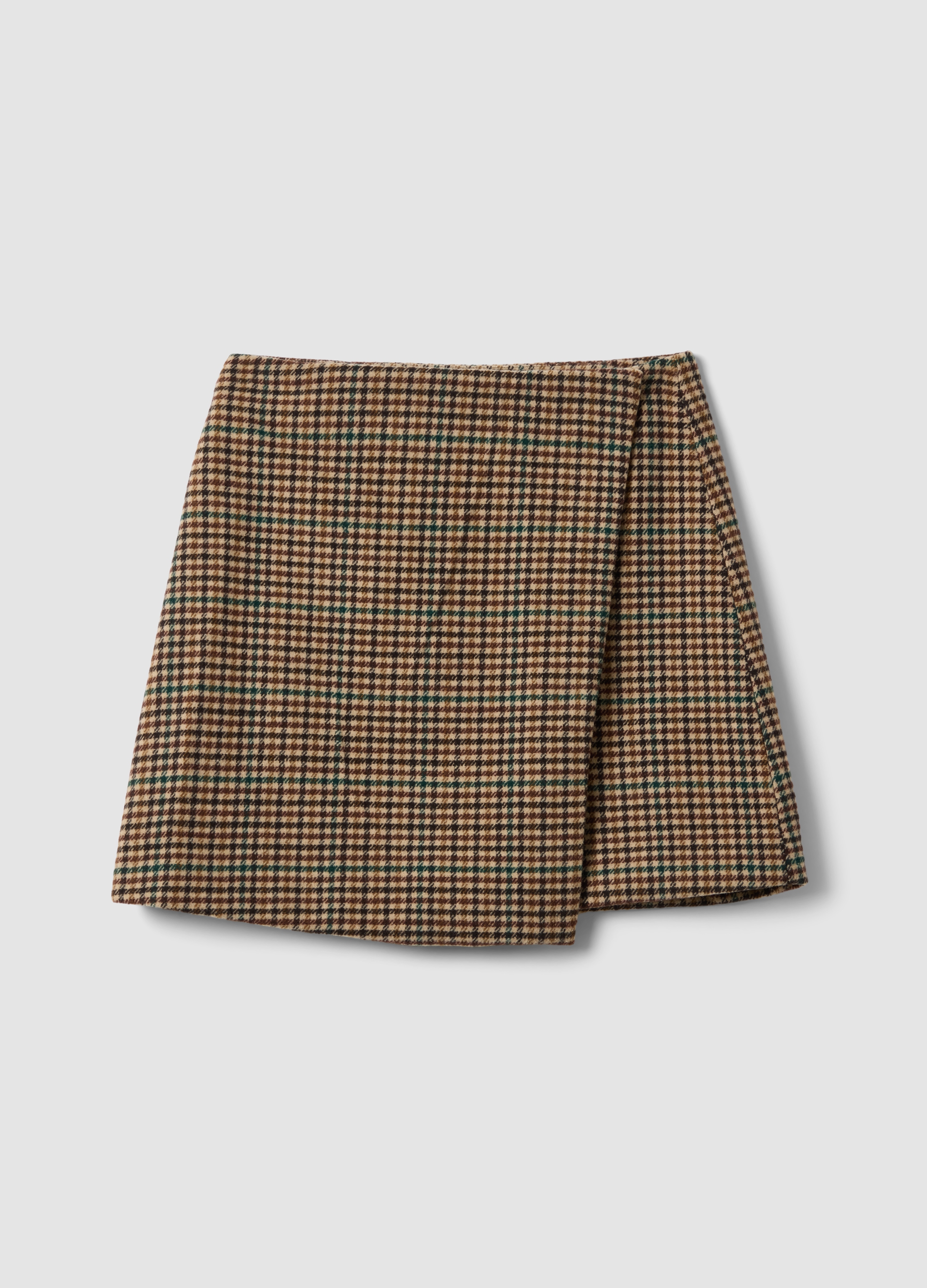 PIOMBO, Gonna Marrone In Misto Lana A Quadri, Donna, Multicolor, Taglia: M