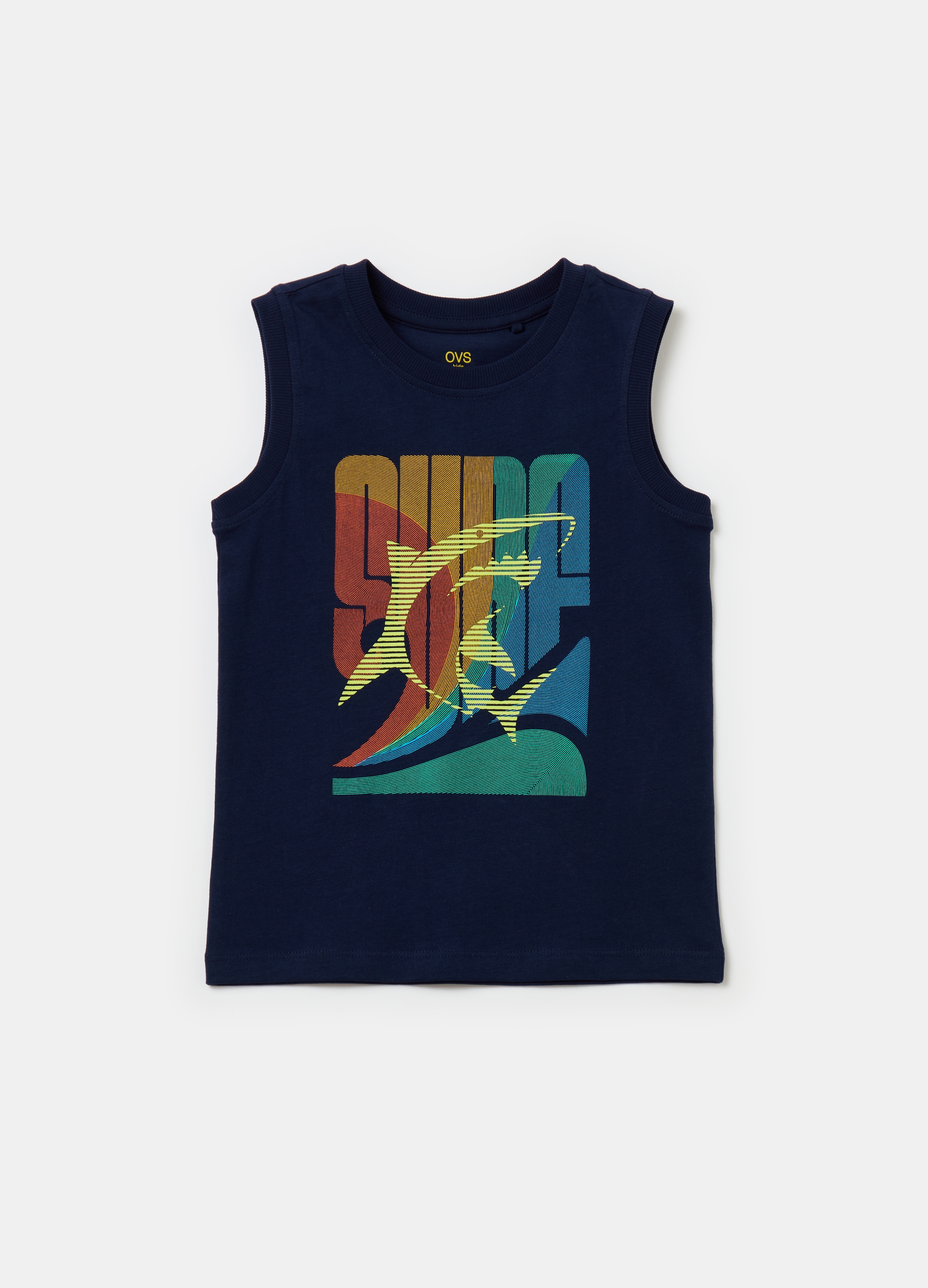 0000, Vogatore Con Stampa Surf E Squalo, Bambino, Blu, Taglia: 3-4