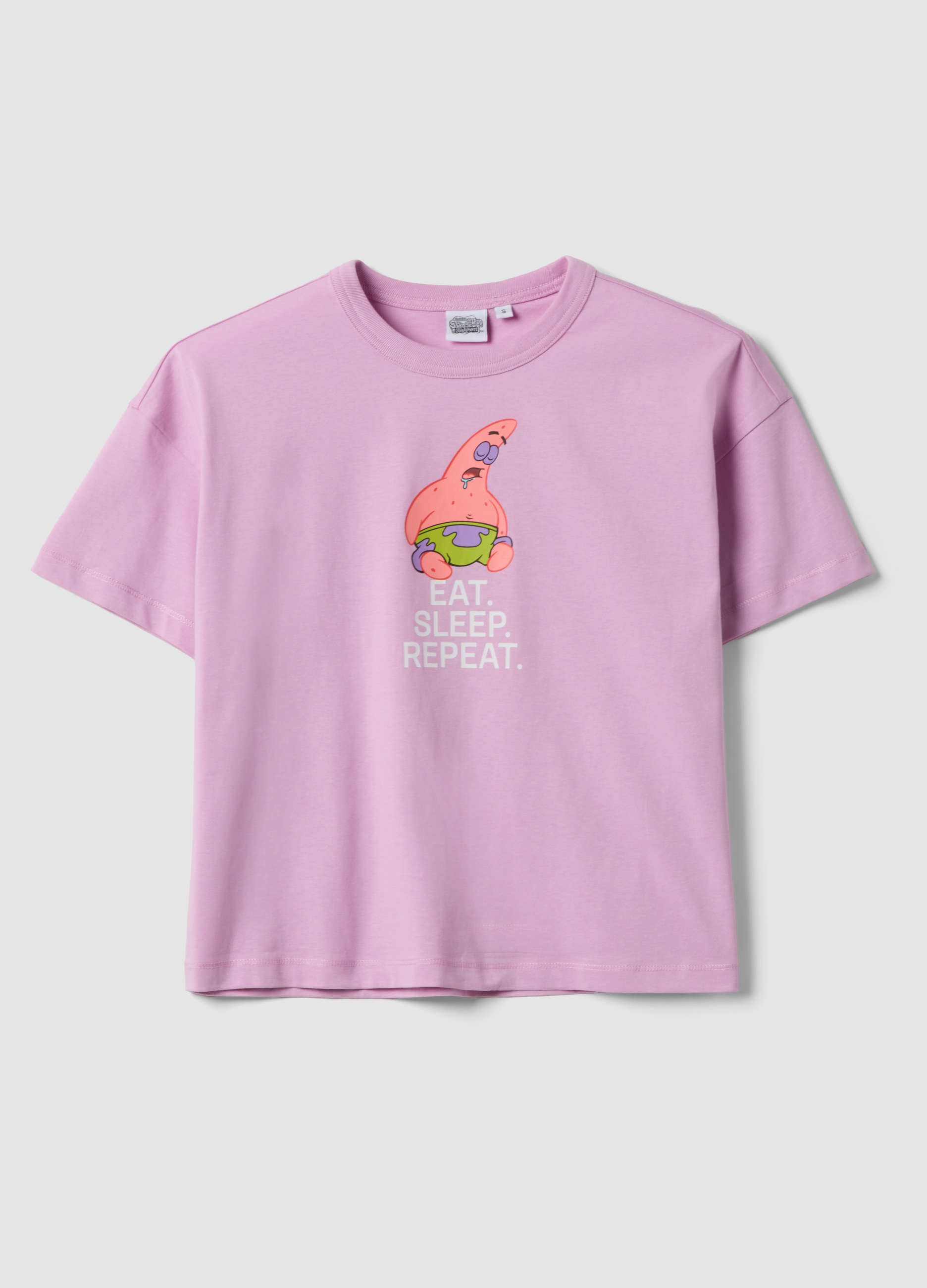J LICENZE D. SICEM, T-shirt In Puro Cotone Rosa Regular Fit Con Stampa Patrick Star, Donna, Rosa, Taglia: XS