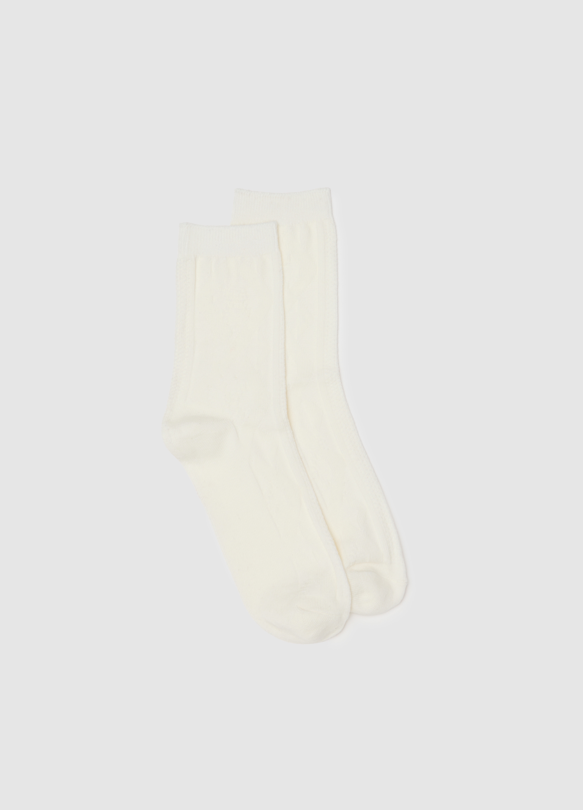 OVS, Calzini In Cotone Elasticizzato Bianchi, Donna, Bianco, Taglia: 39-41