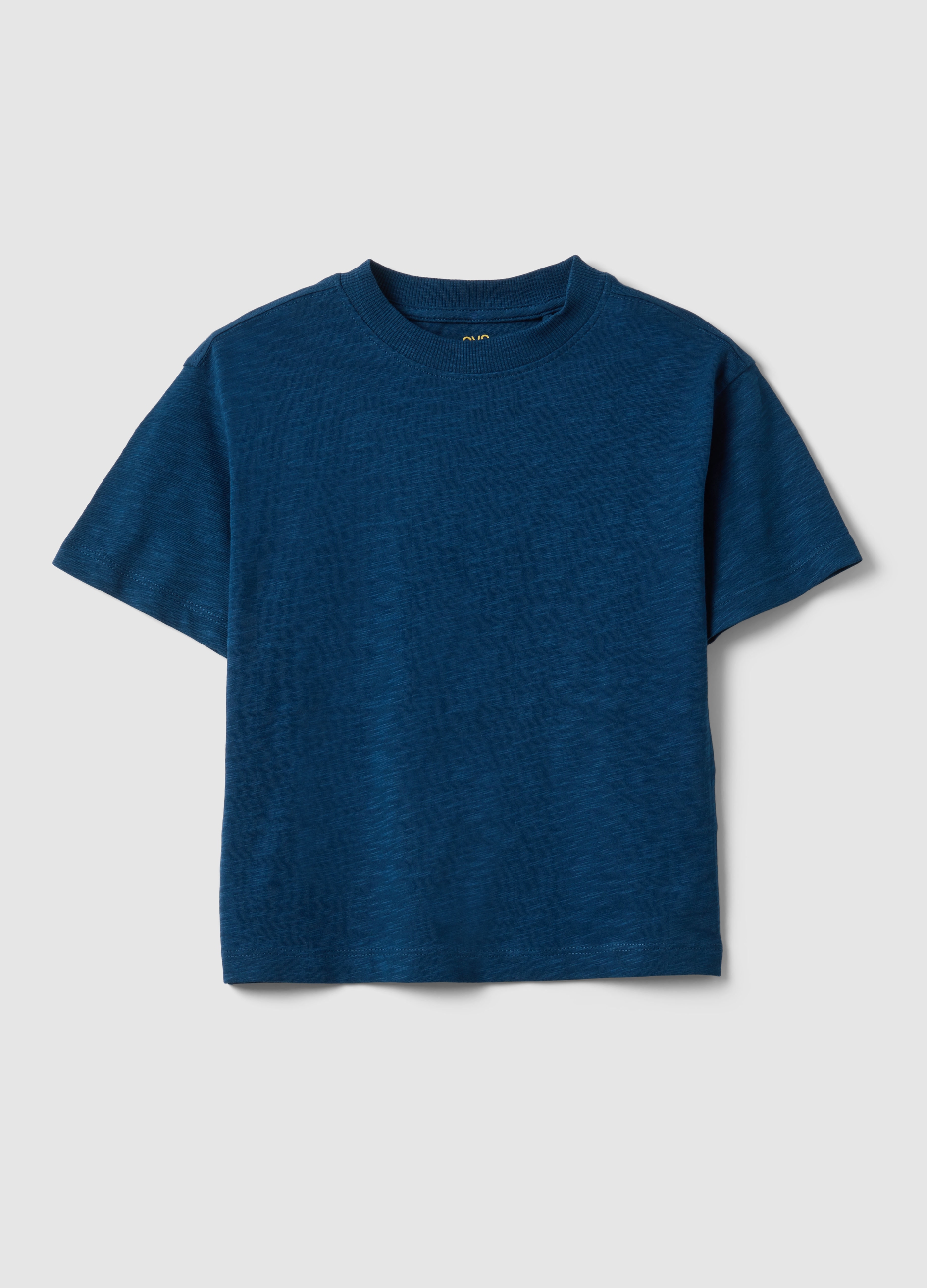 OVS KIDS, Camiseta Azul De Niño De Corte Oversize En Algodón Puro De Cuello Redondo, Niño, Azul jaspeado, Talla: 3-4