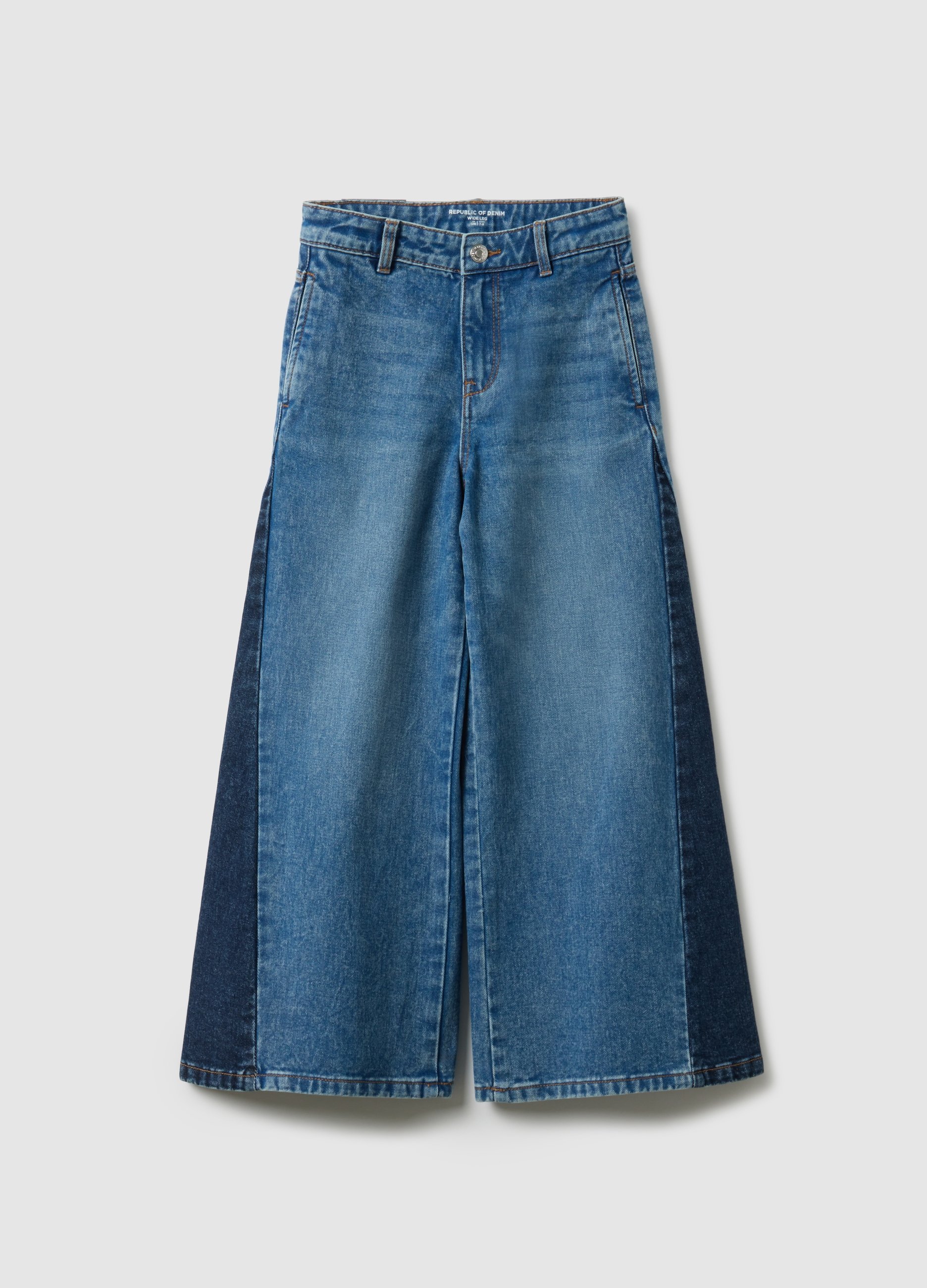 OVS KIDS, Vaqueros Anchos Para Niña En Puro Algodón Azul, Niña, Azul vaquero, Talla: 4-5