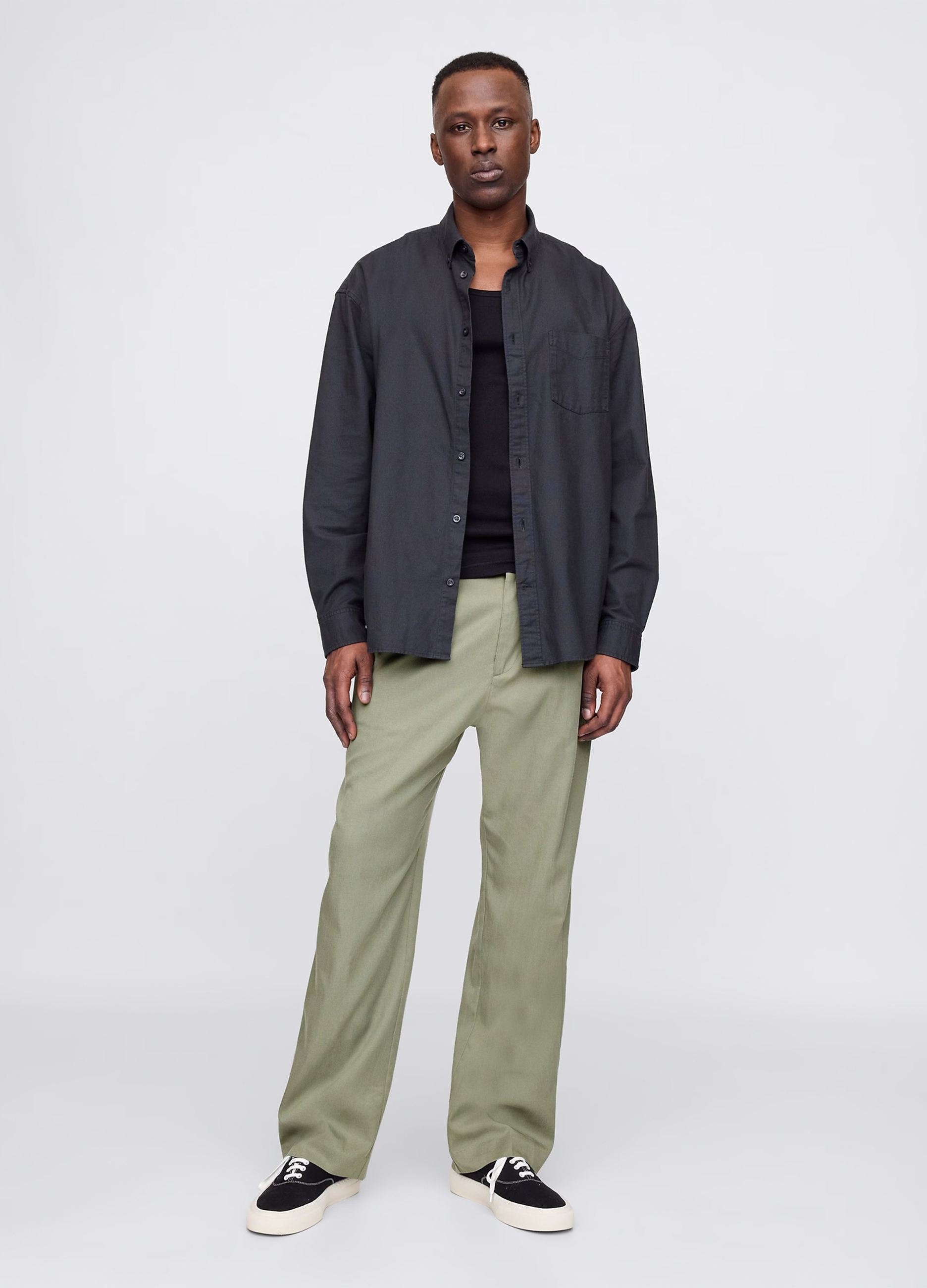 GAP, Pantaloni A Gamba Larga In Lyocell E Cotone, Uomo, Verde, Taglia: XS