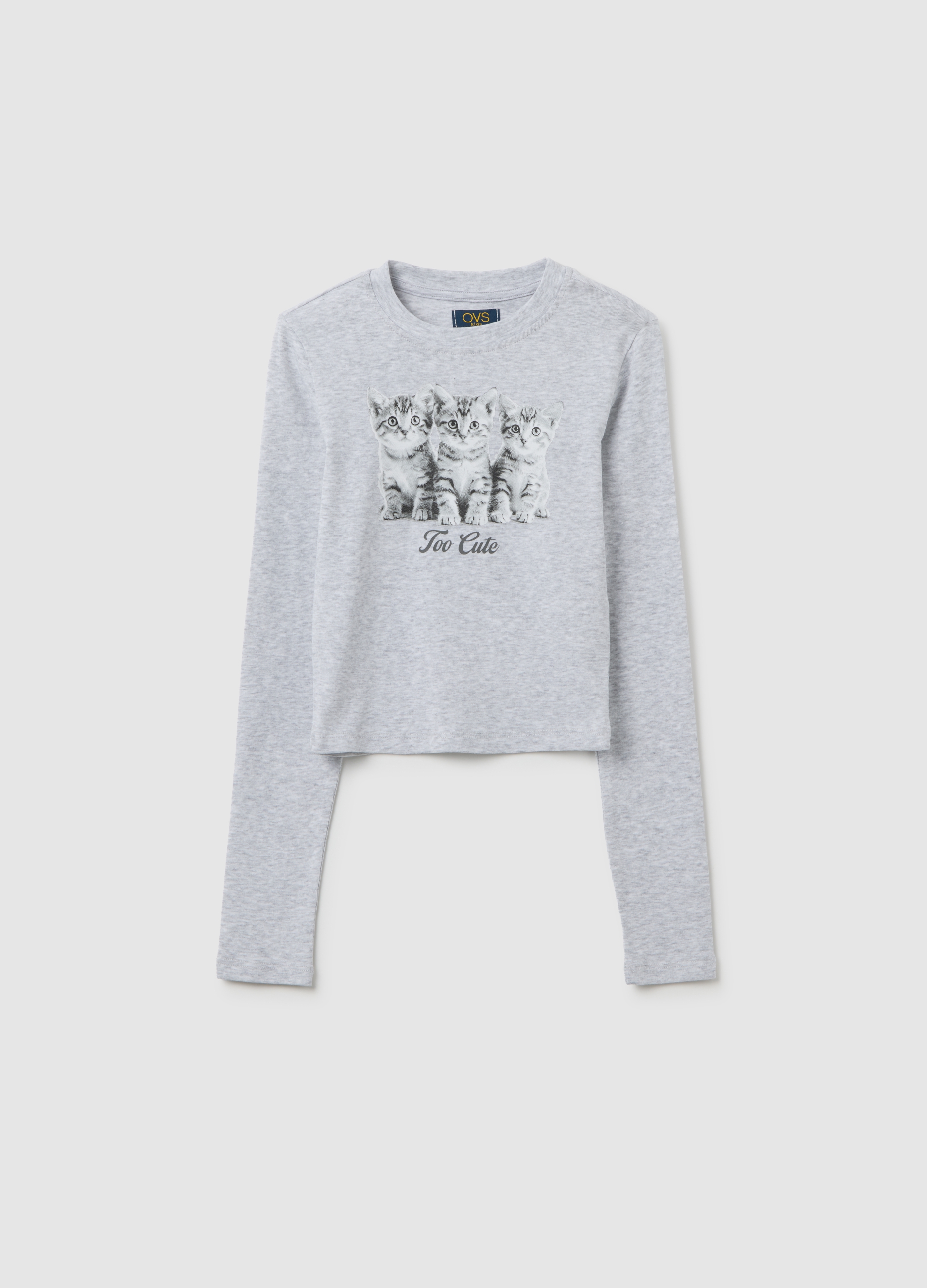 Maglia Da Ragazza In Cotone Elasticizzato Grigia Regular Fit, Niña, Gris claro, Talla: 13-14