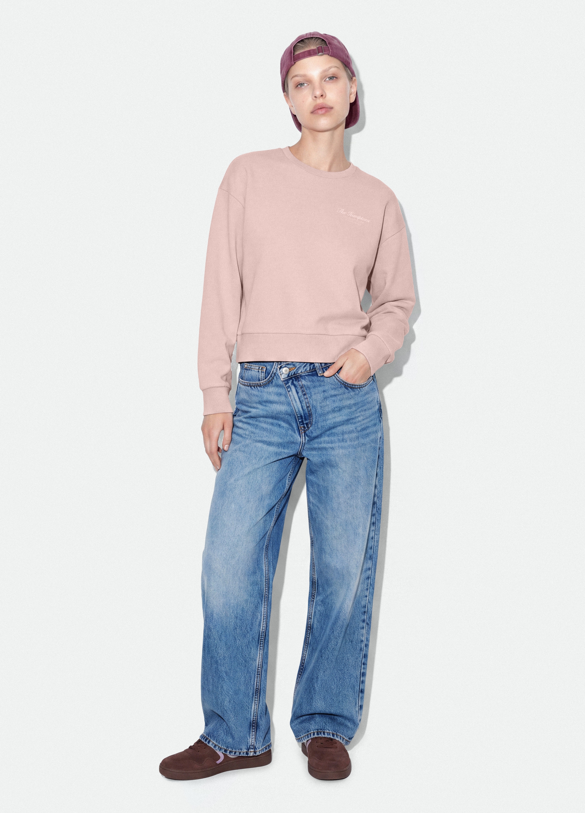 B.ANGEL, Felpa Rosa In Misto Cotone Con Girocollo E Ricamo, Donna, Rosa, Taglia: L