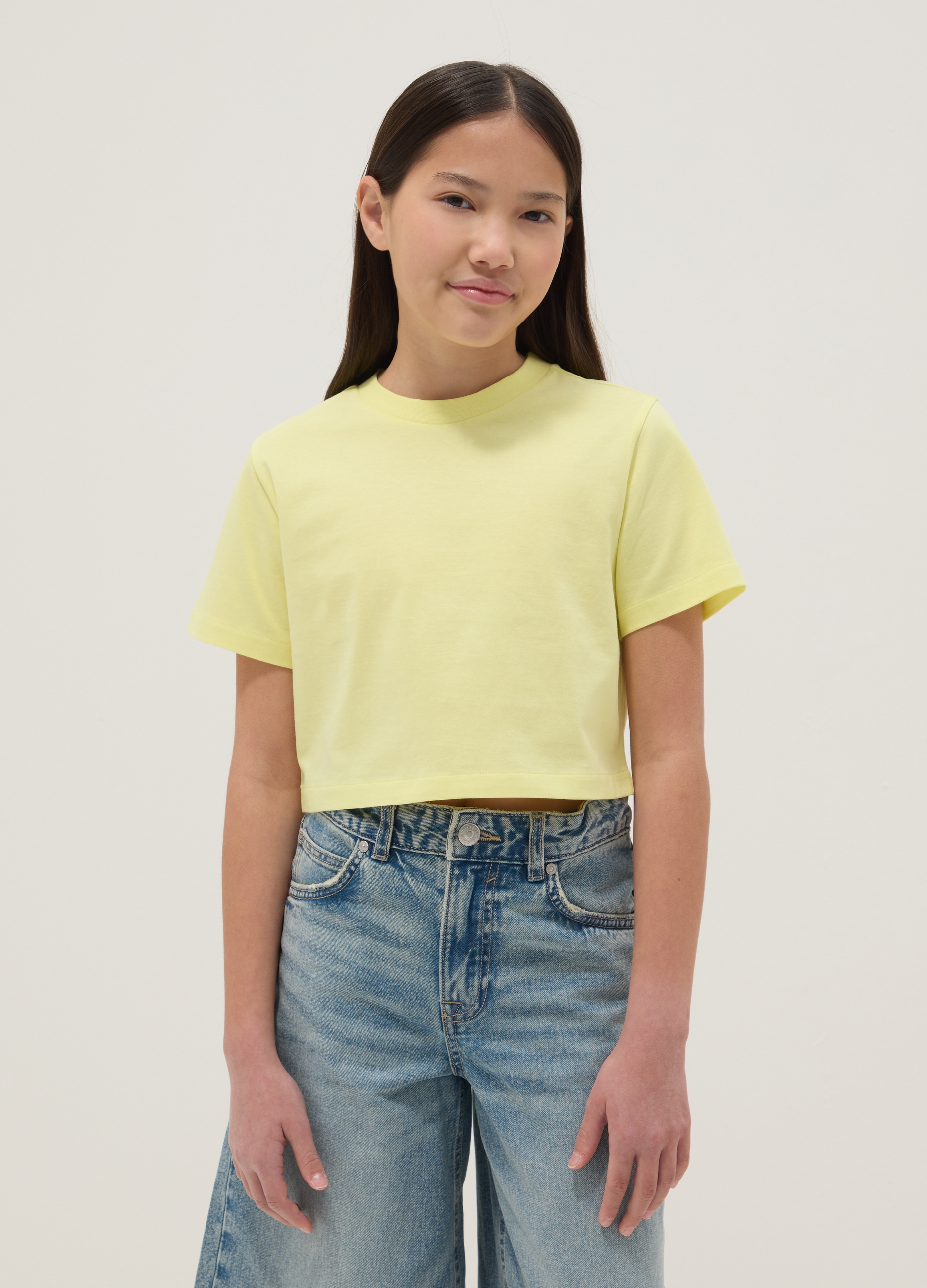 OVS KIDS, Camiseta Amarilla De Algodón Puro De Ajuste Holgado Para Niña, Niña, Amarillo, Talla: 14-15