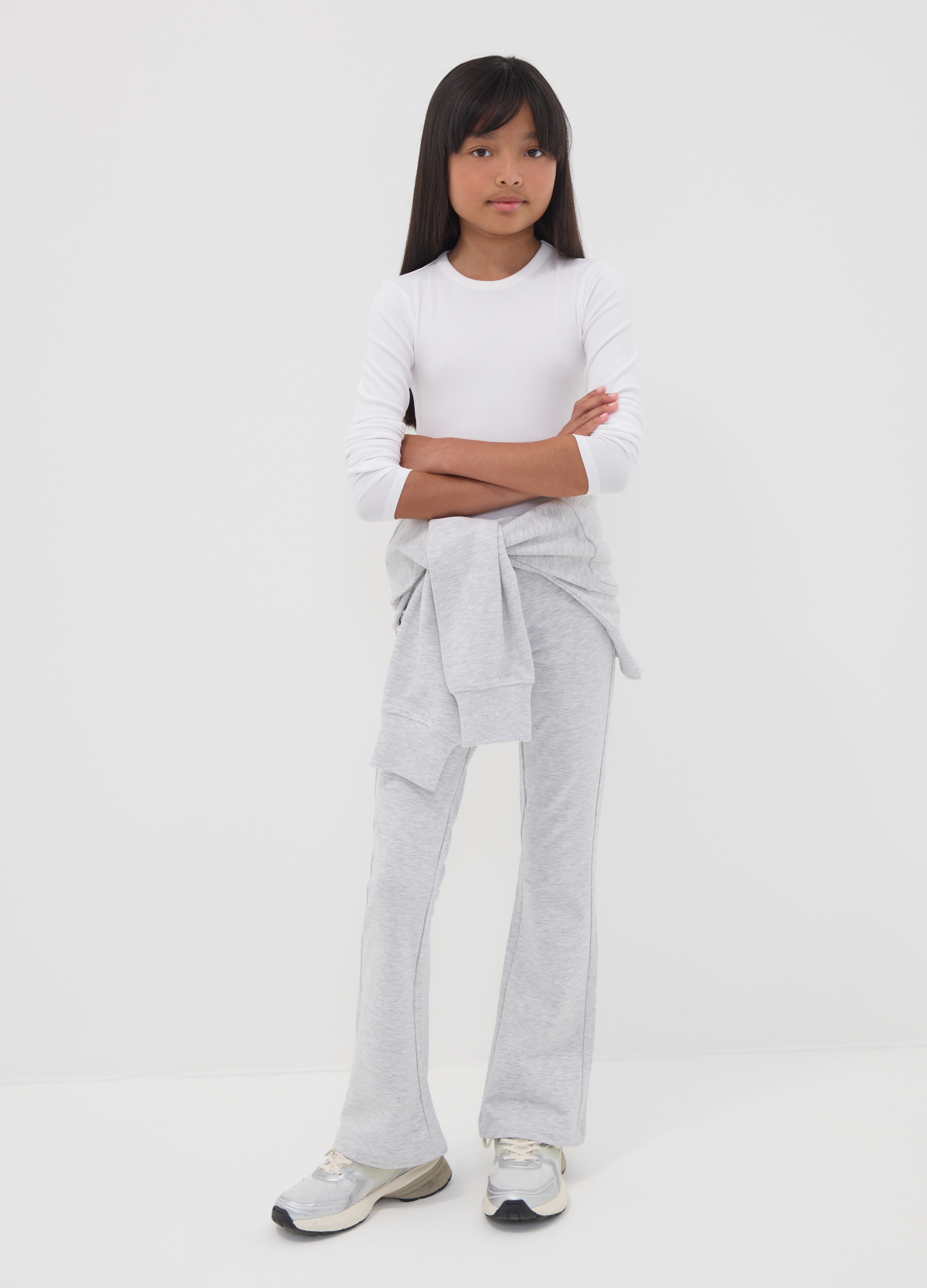 OVS KIDS, Pantaloni Grigi Flare In Cotone Organico Elasticizzato Per Ragazza, Bambina, Grigio, Taglia: 10-11