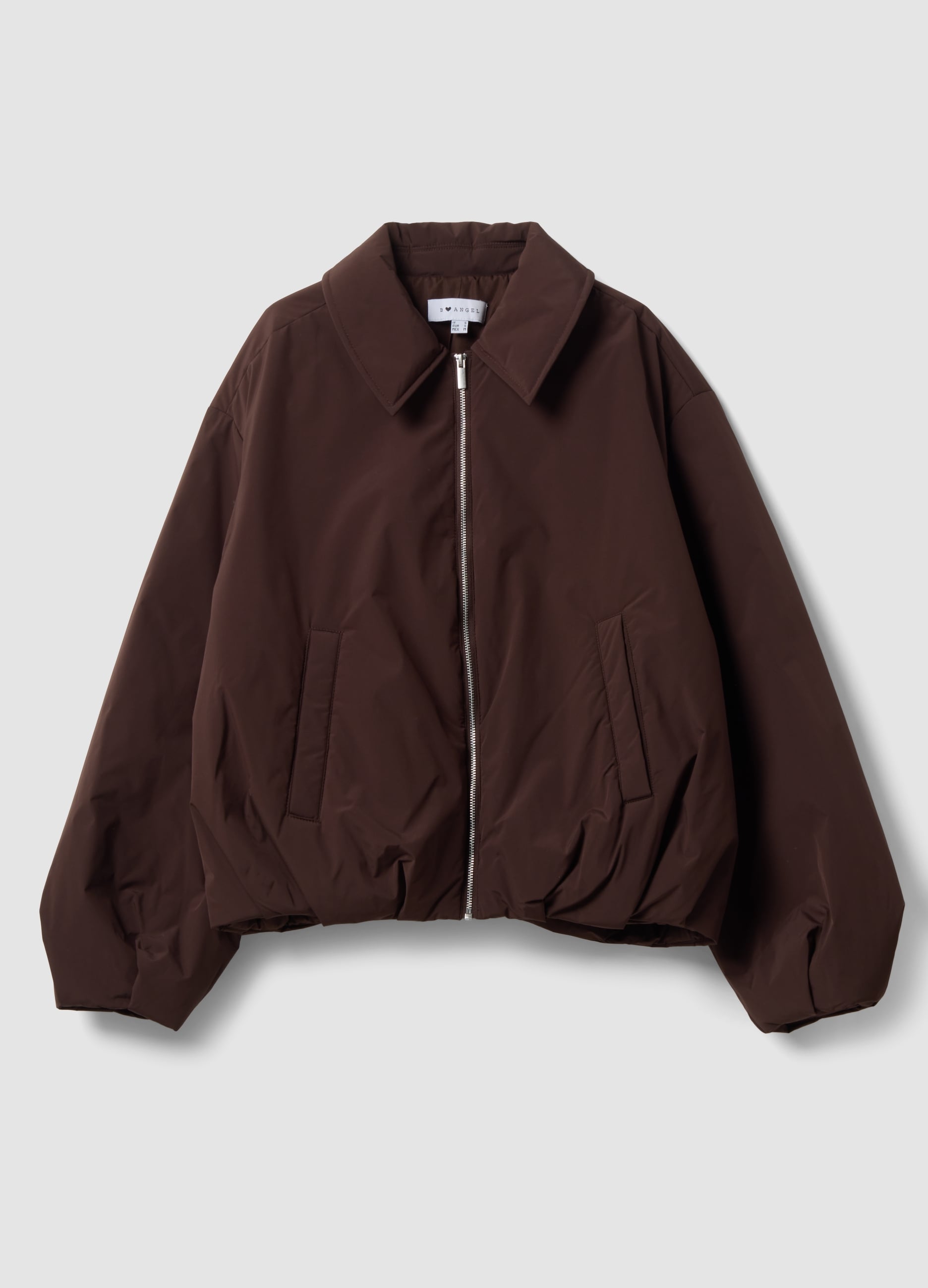 B.ANGEL, Giacca Marrone Regular Fit Con Zip E Collo Ampio, Donna, Marrone, Taglia: L