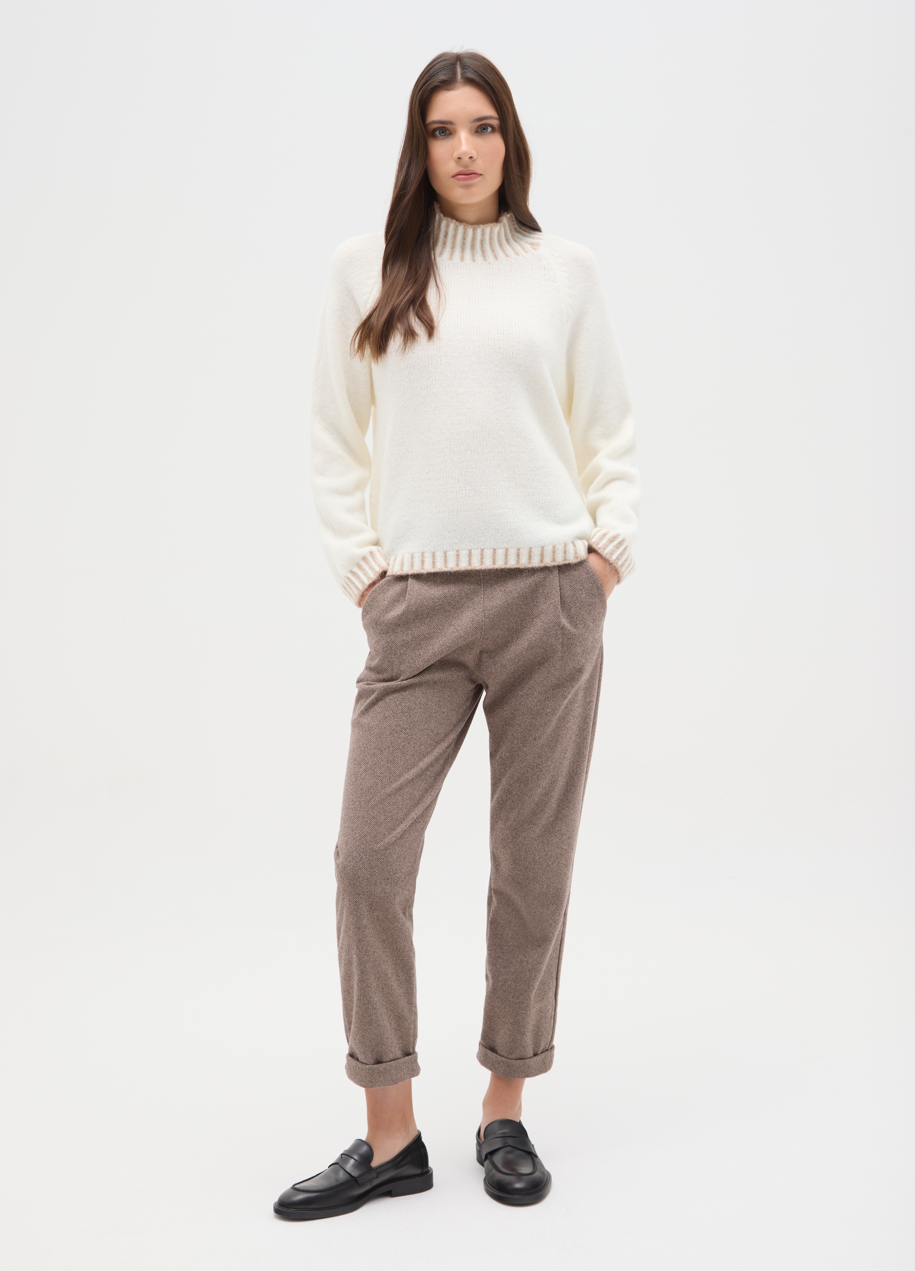 HYBRID, Pantaloni Marroni Regular Fit, Donna, Marrone, Taglia: M