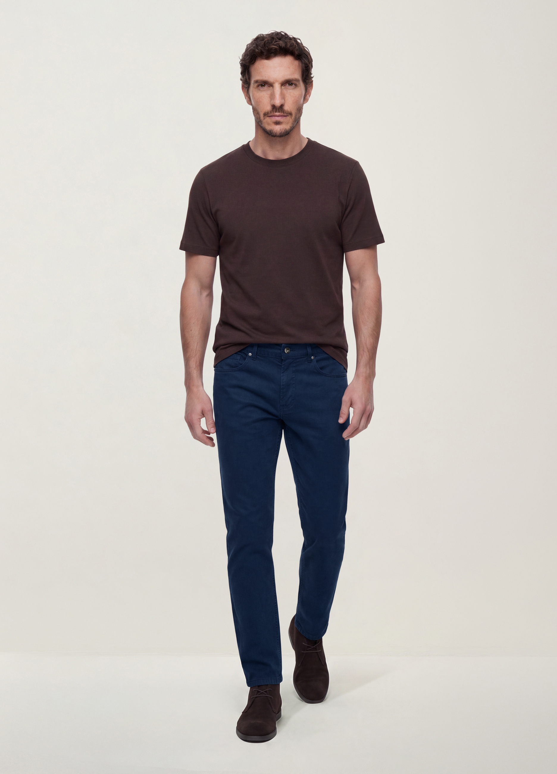 OVS , Pantaloni Blu In Twill Di Cotone Elasticizzato Regular Fit, Uomo, Blu, Taglia: 50