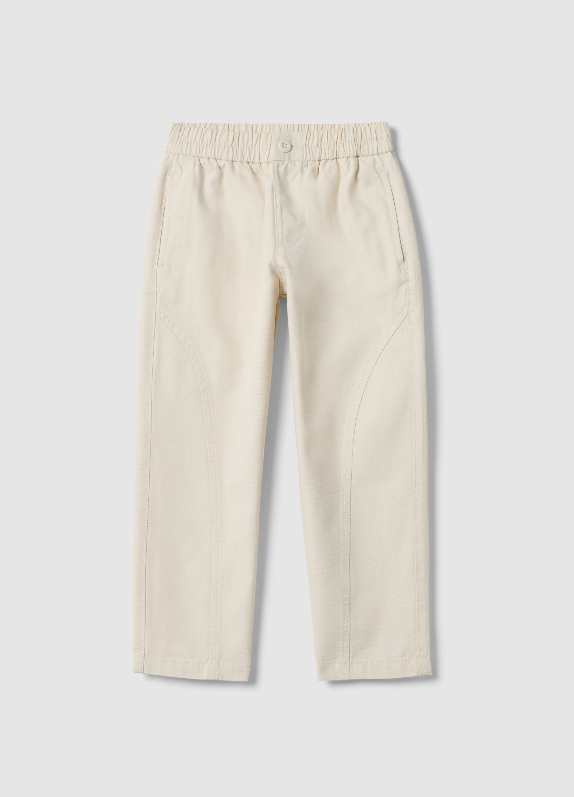 OVS KIDS, Pantaloni Beige Da Bambino In Puro Cotone Regular Fit, Beige, Taglia: 3-4