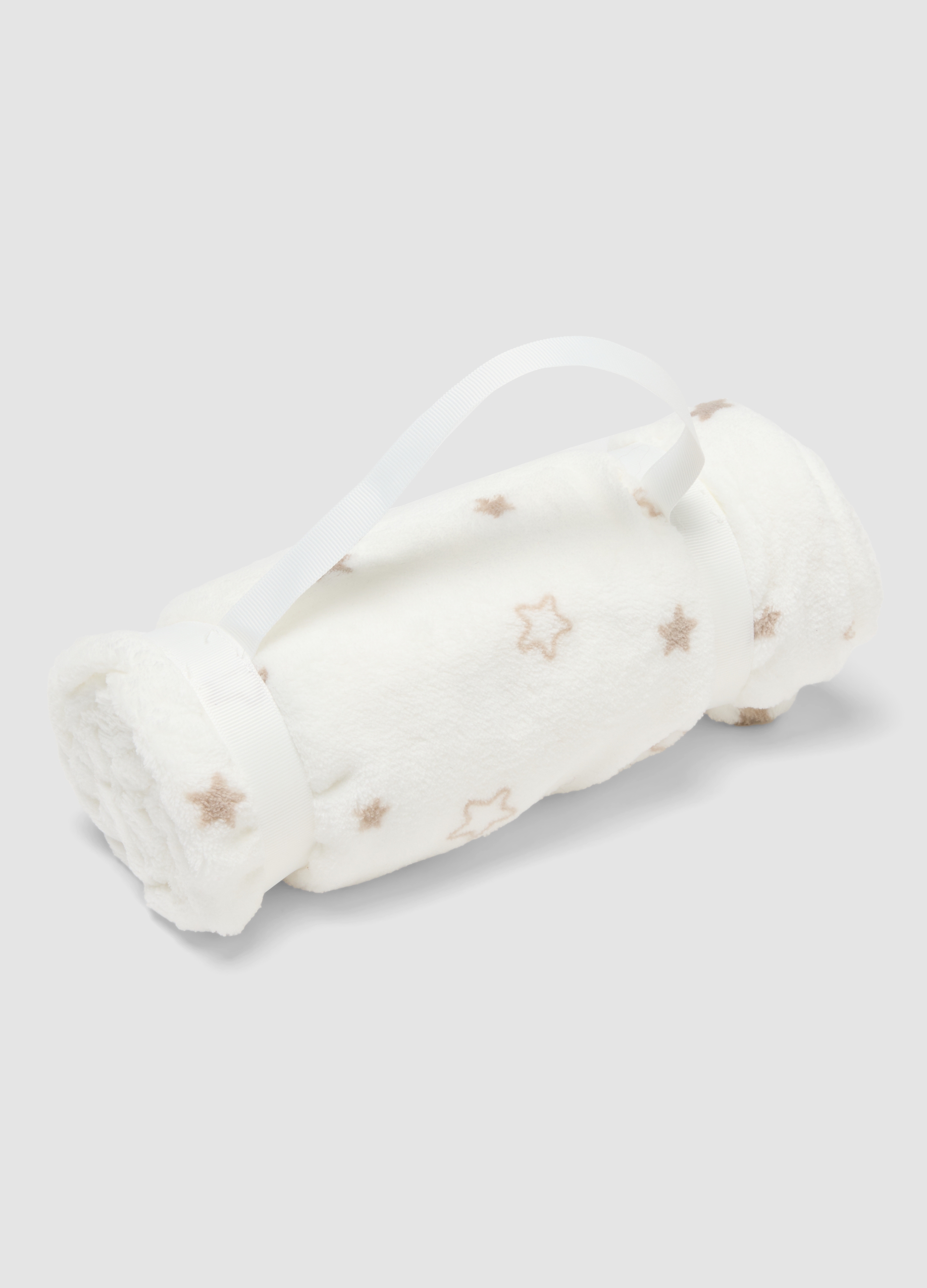 FAGOTTINO, Copertina Bianca Con Stampa Stelle Per Culla Effetto Pelliccia, Neonato, Bianco, Taglia: ONE SIZE