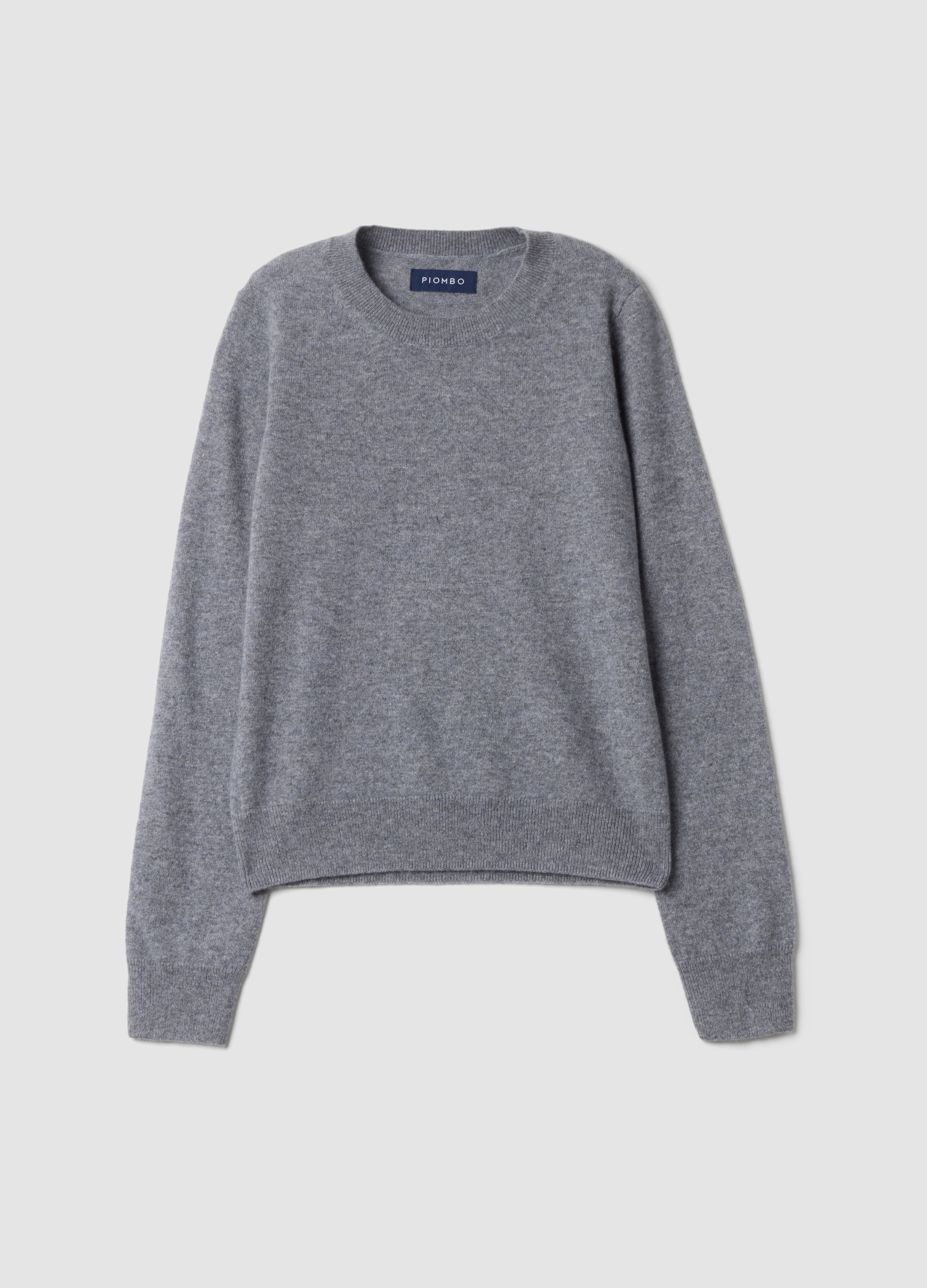 Piombo Contemporary, Maglia Grigia In Puro Cashmere A Girocollo, Donna, Grigio, Taglia: L