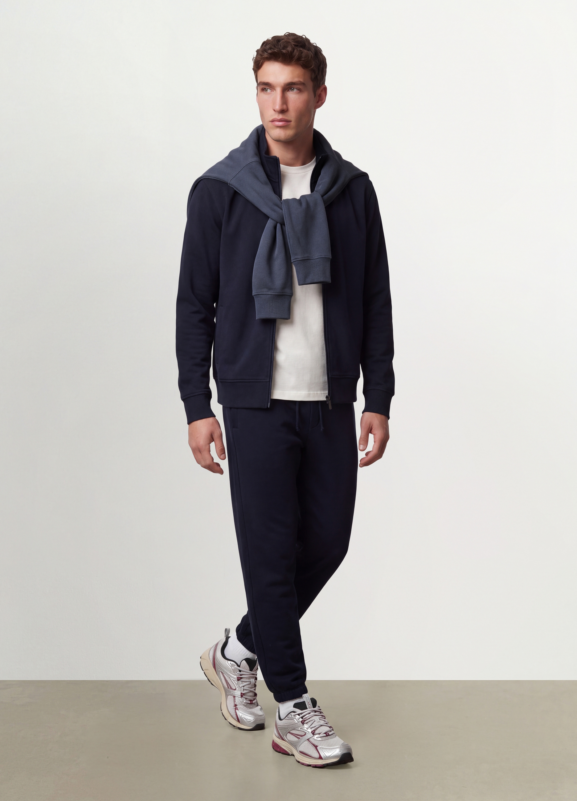 OVS, Felpa Blu In Misto Cotone Con Girocollo E Zip Regular Fit, Uomo, Blu, Taglia: S