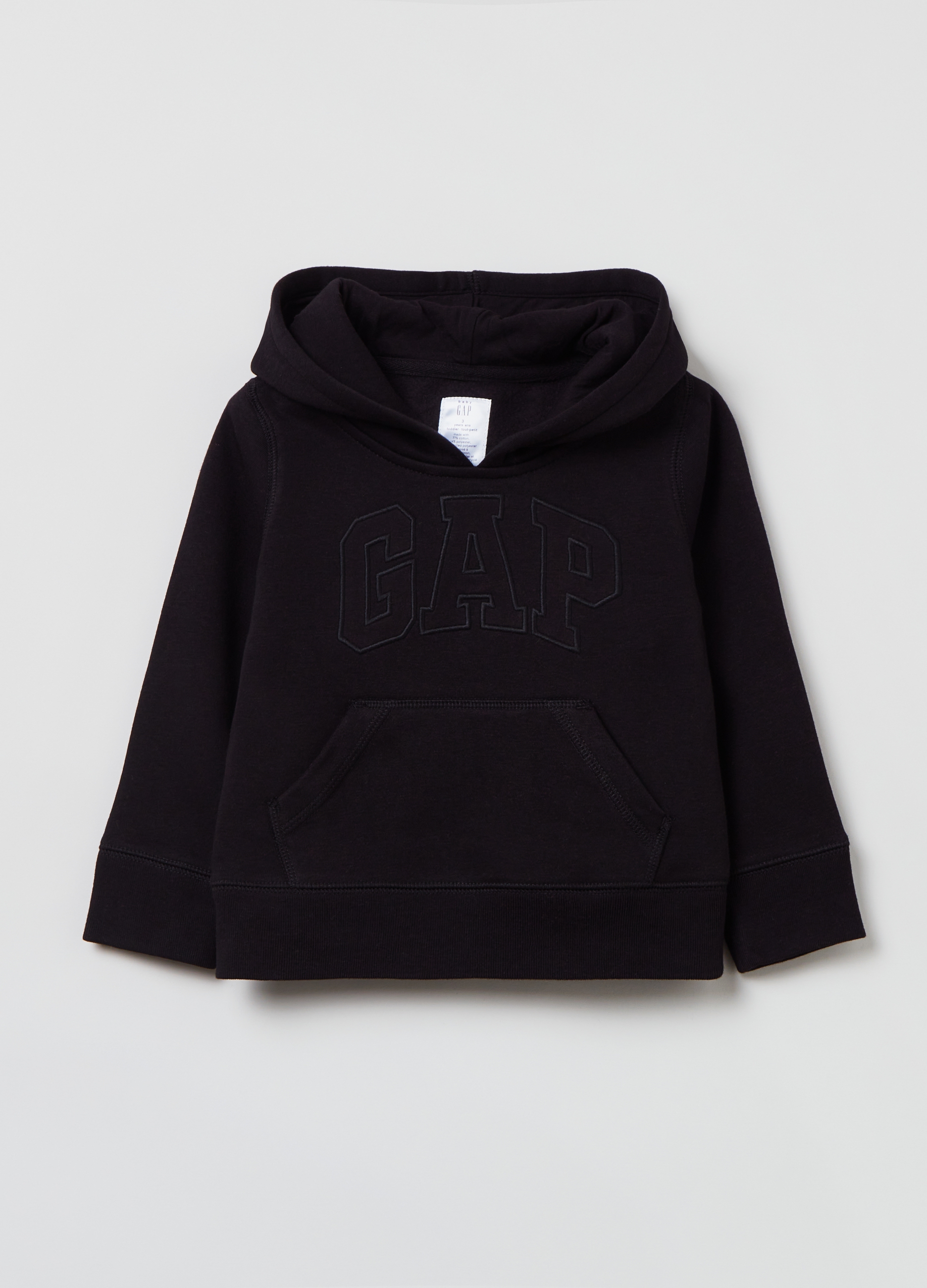 GAP KIDS, Felpa Con Cappuccio E Ricamo Logo Gap, Unisex, Nero, Taglia: 3Y/98