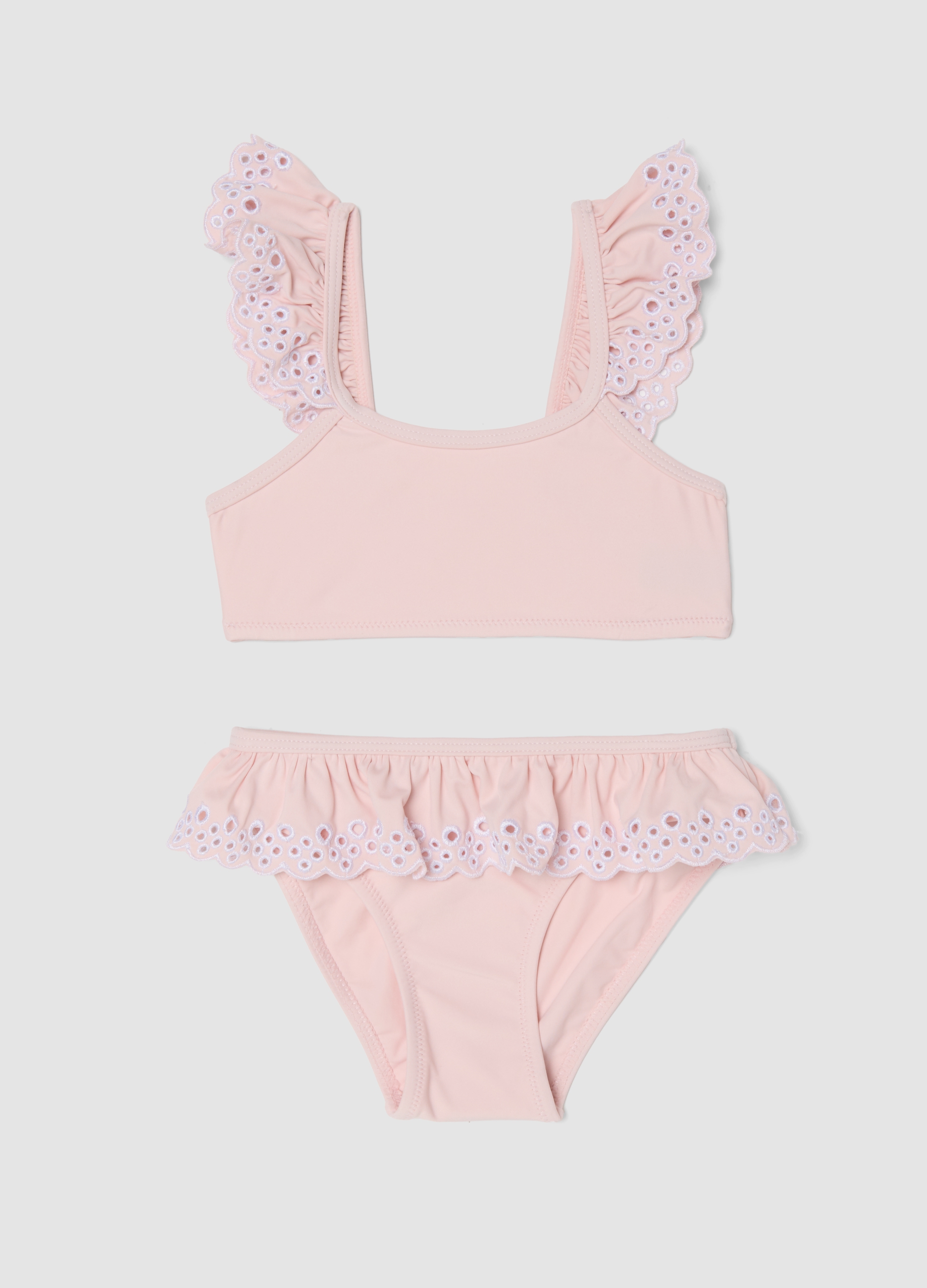 Ovs Kids Donna Rosa Bikini In Tessuto Elasticizzato Con Volant, Bambina, Taglia: 5-6