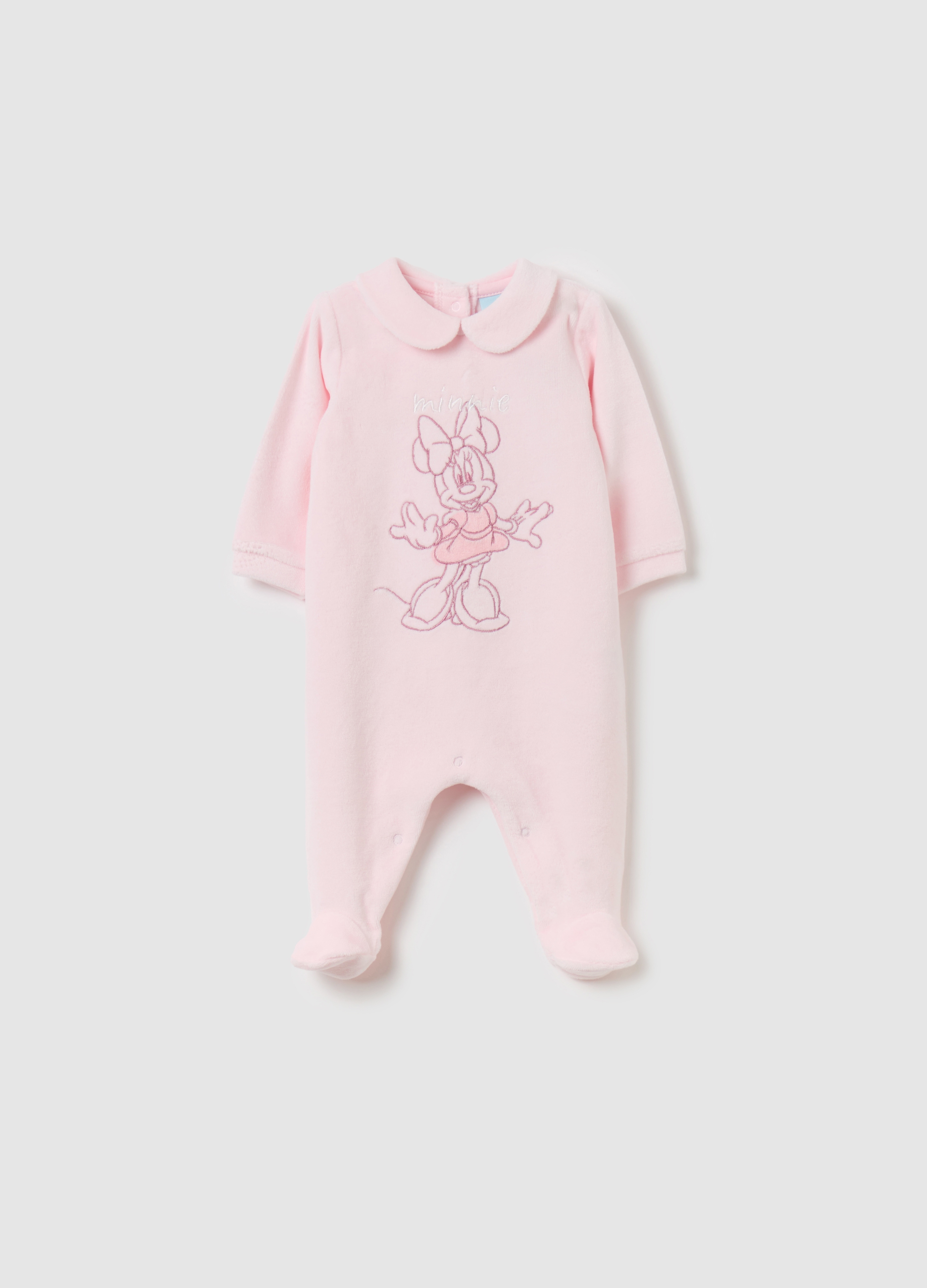 FAGOTTINO, Tutina In Velour Con Piedini E Stampa Minnie, Neonata, Rosa, Taglia: 1-3