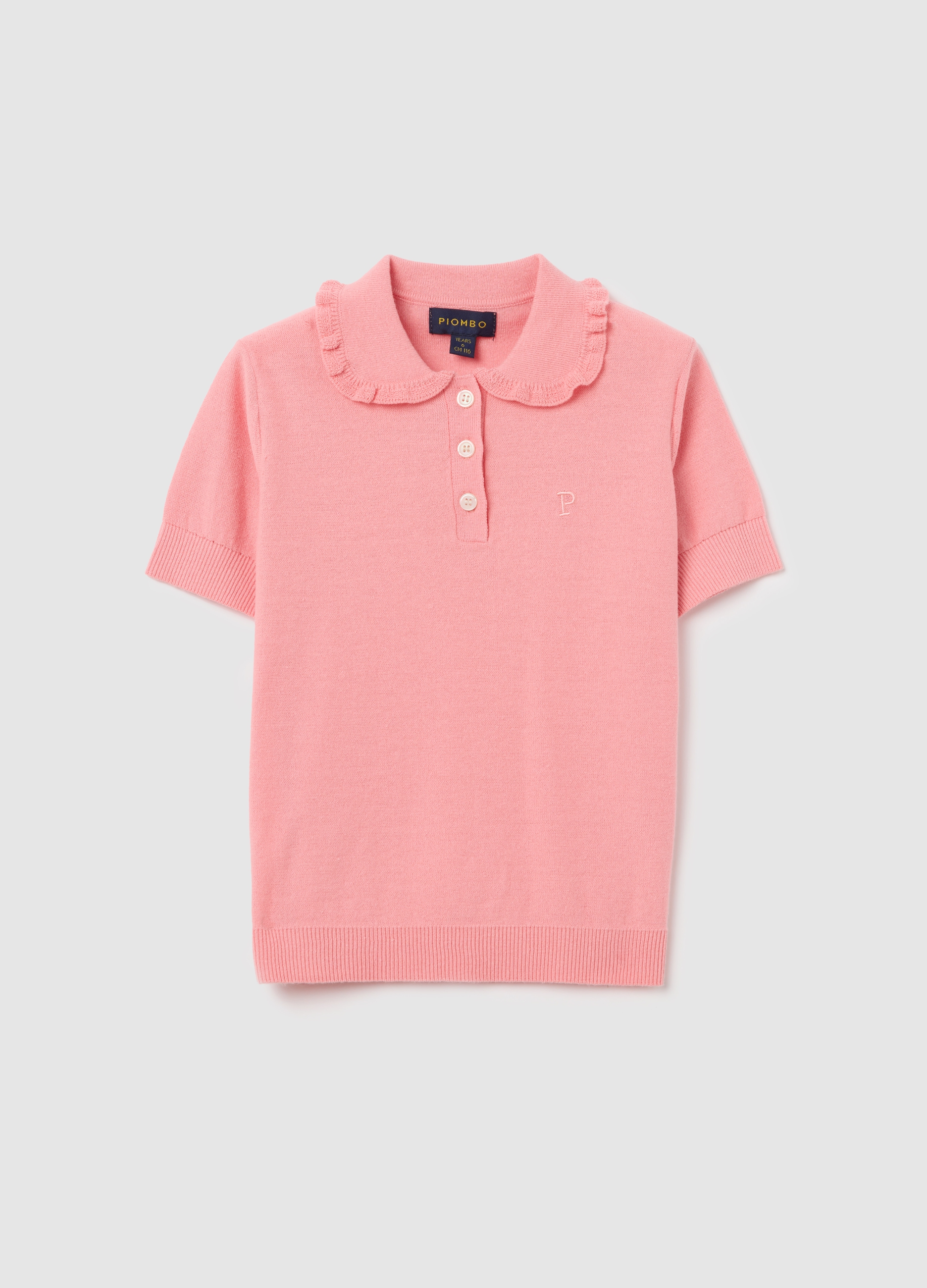 OVS, Polo In Maglia Con Ricamo Logo, Bambina, Rosa, Taglia: 6