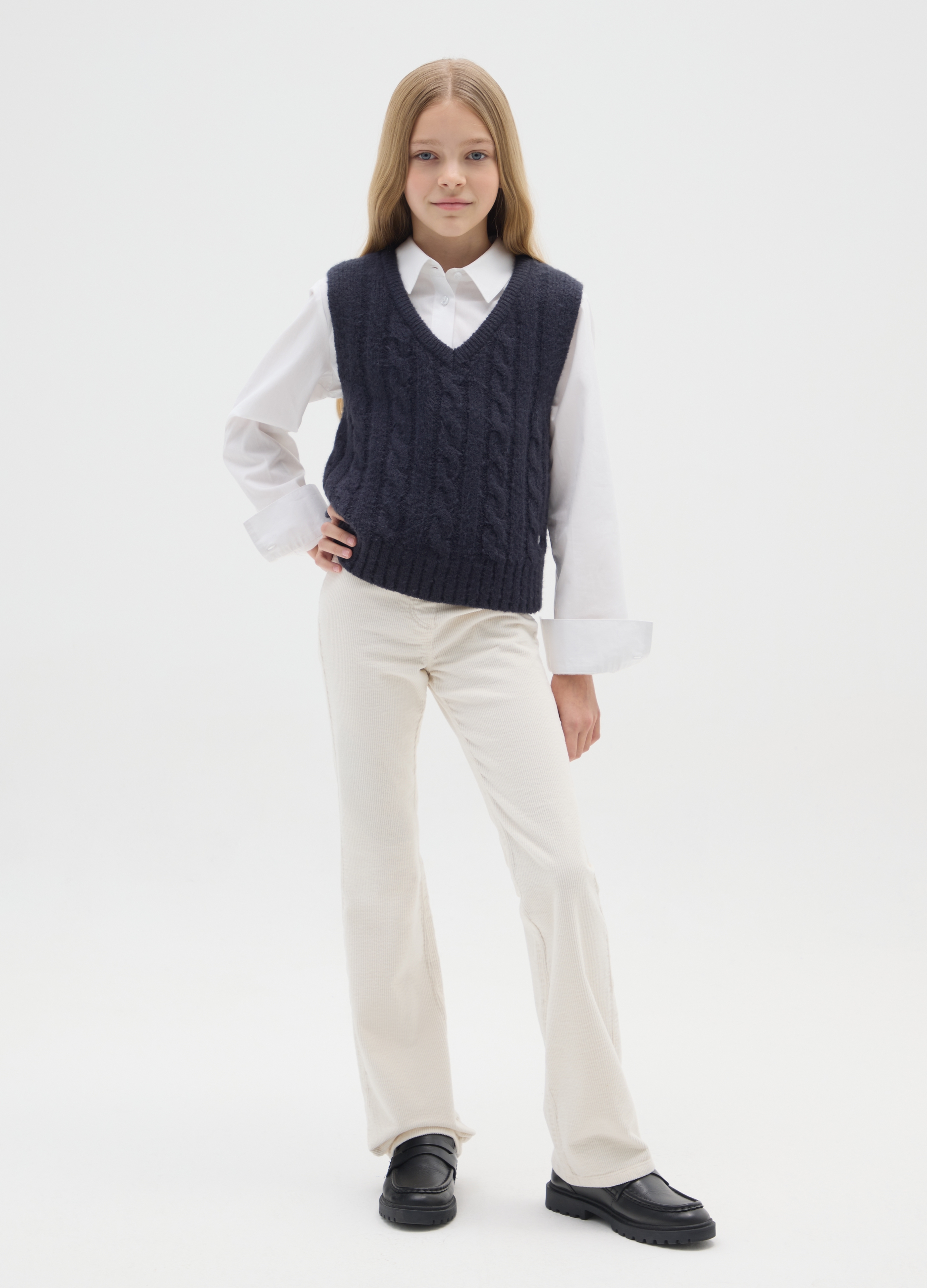 OVS KIDS, Treggings Flare Da Ragazza In Cotone Elasticizzato Bianchi, Bambina, Bianco, Taglia: 10-11