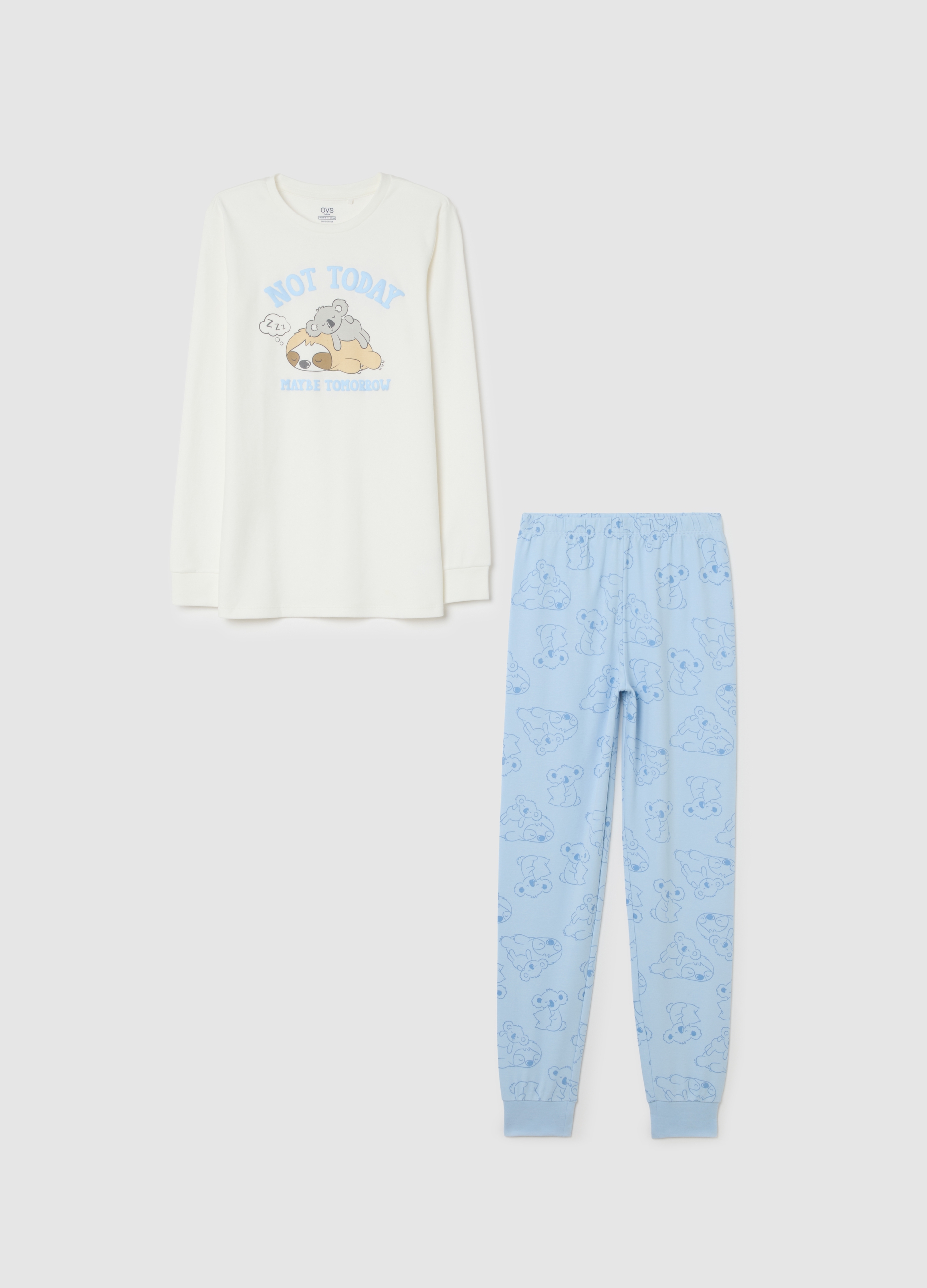 OVS KIDS, Pijama Blanco De Algodón Para Niña, Niña, Blanco/azul claro, Talla: 11-12