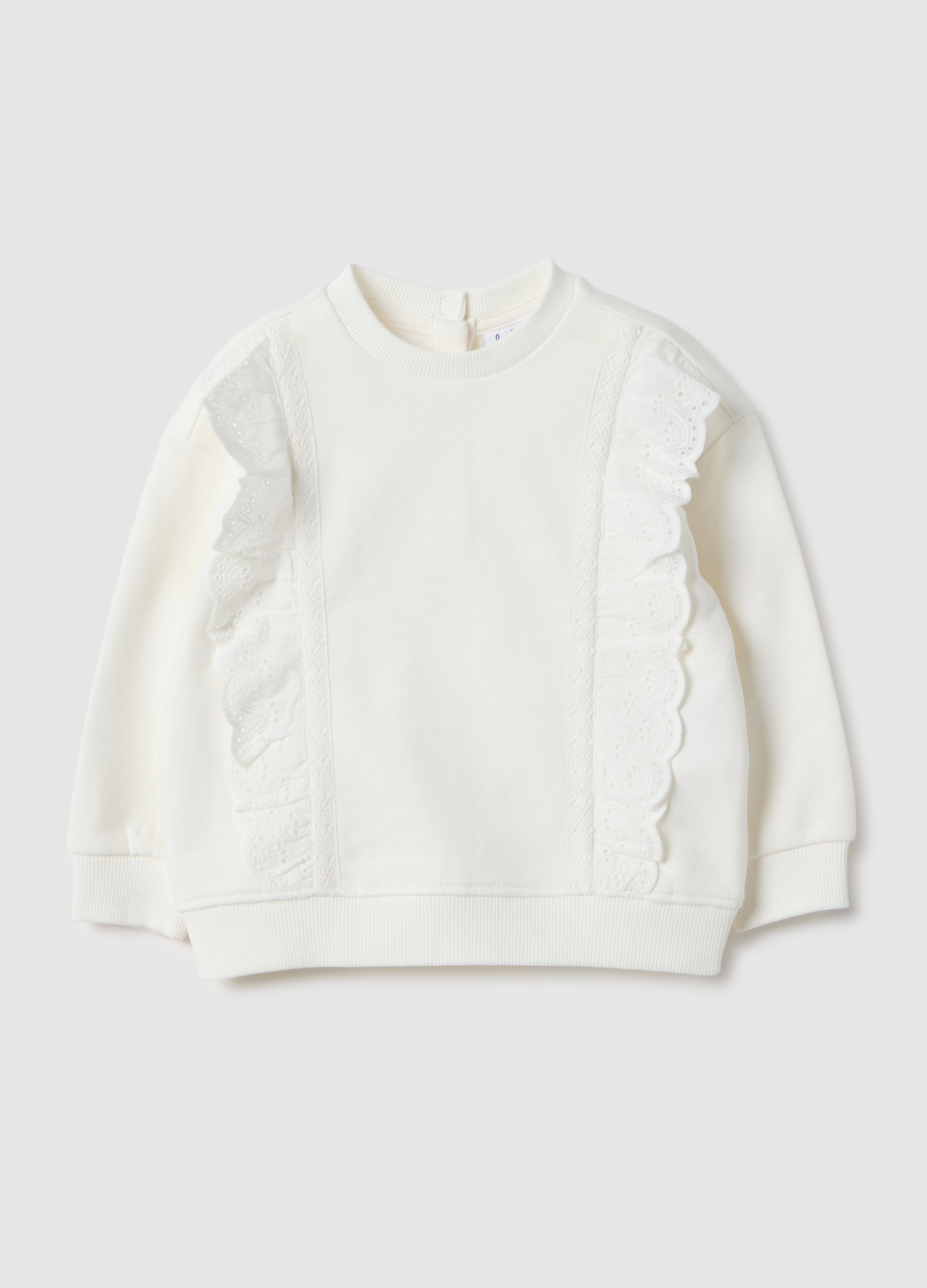 FAGOTTINO, Sudadera Blanca De Algodón Puro Con Ajuste Regular Y Volantes Para Niñas, Niña, Blanco óptico, Talla: 18-24