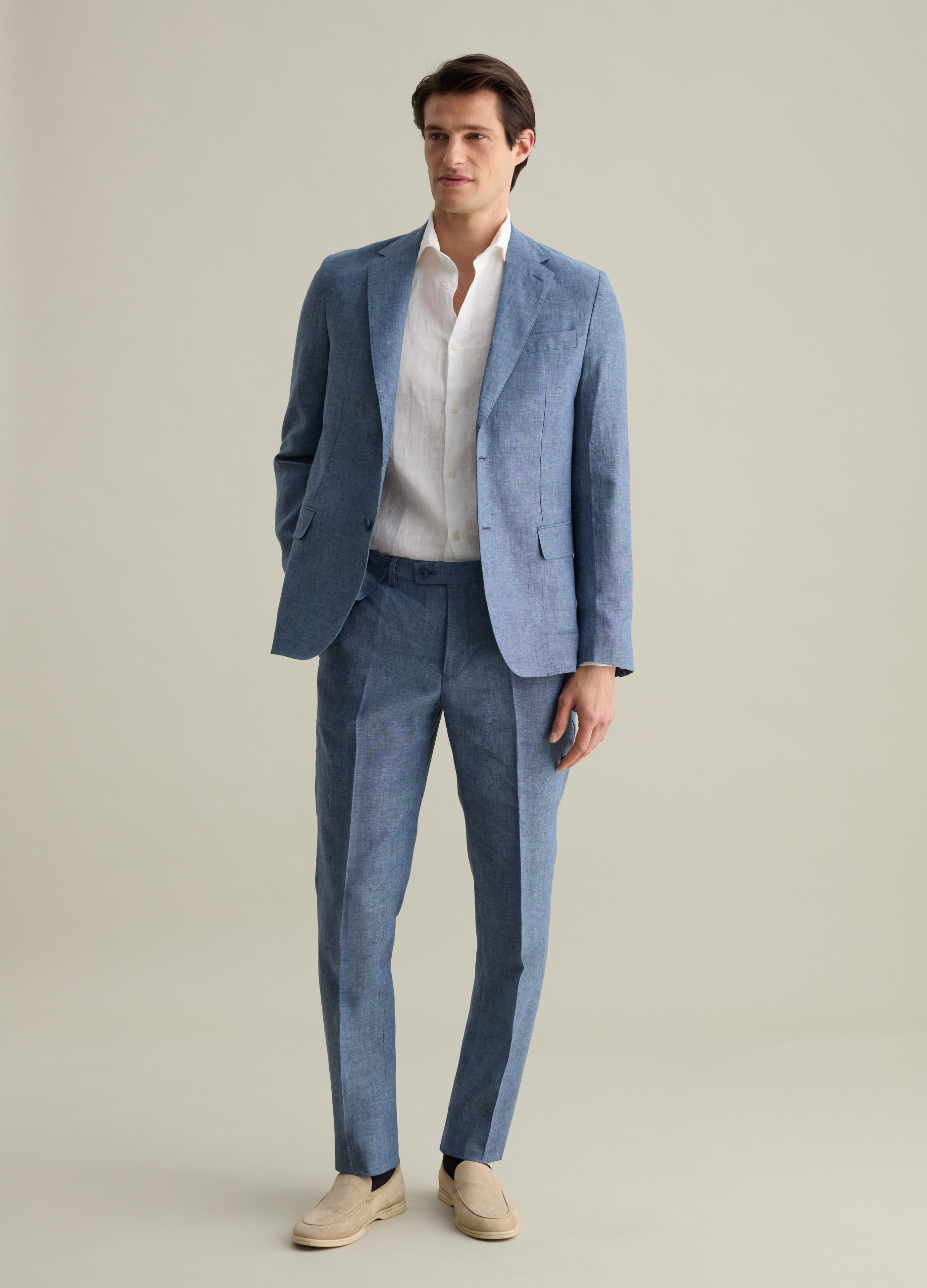 PIOMBO, Blazer Monopetto In Lino, Uomo, Azzurro, Taglia: 50